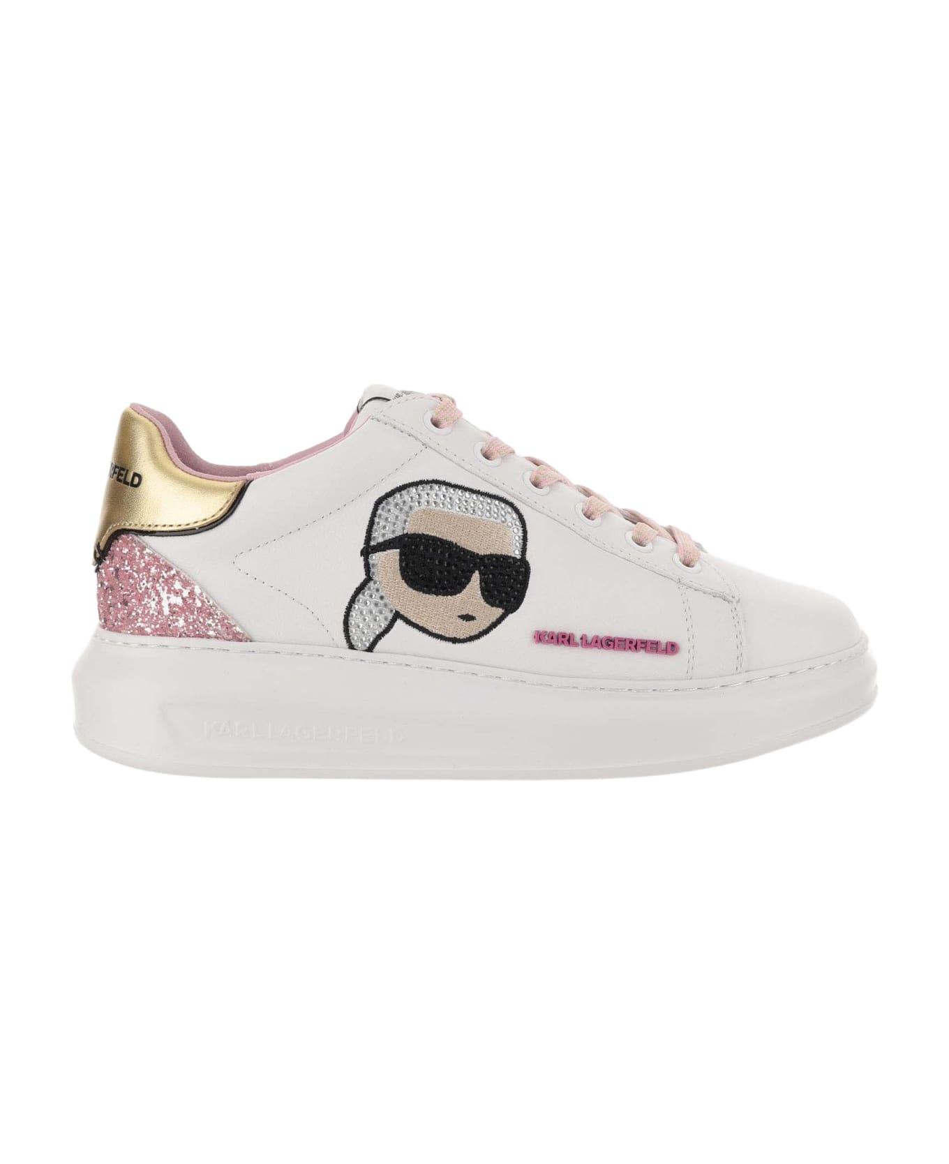 Karl Lagerfeld Leather Sneakers With Logo - White スニーカー