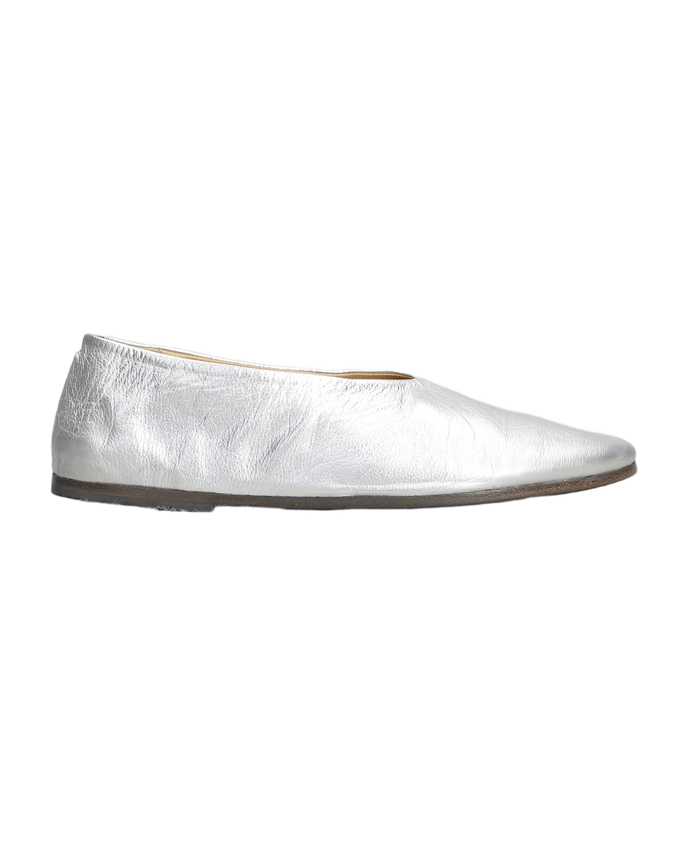 Marsell Coltellaccio Ballet Flats In Silver Leather - silver