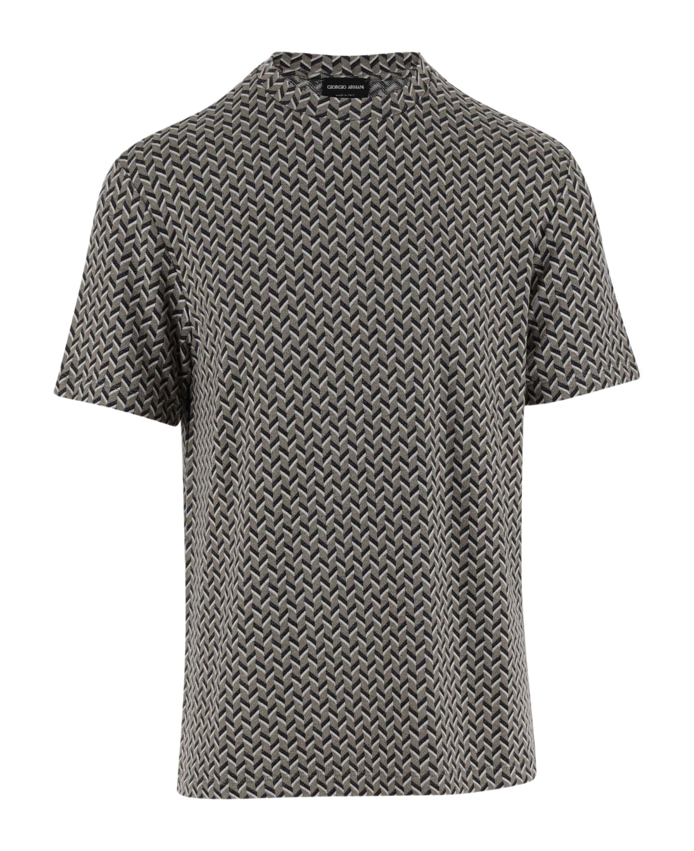 Giorgio Armani Stretch Viscose T-shirt With Geometric Pattern - Red