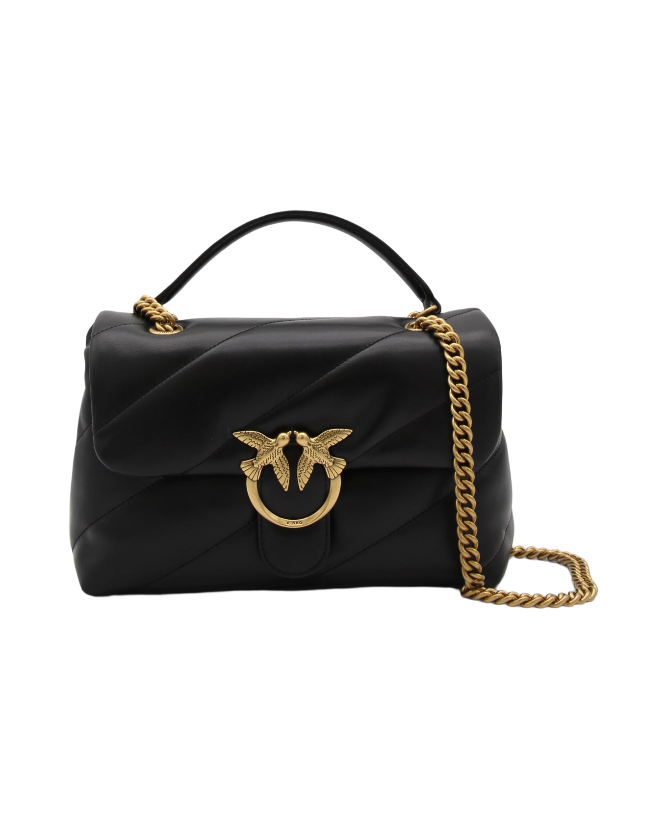 Pinko Black Leather Shoulder Bag - Black
