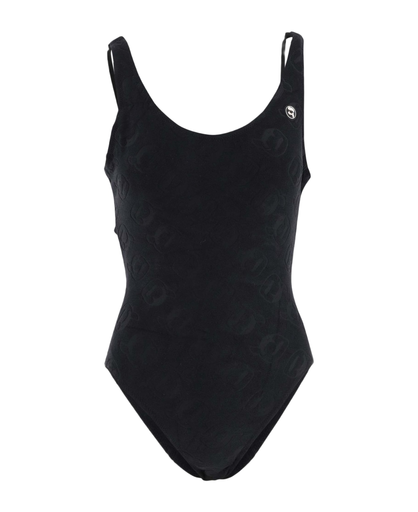 Karl Lagerfeld One Piece Swimsuit With Logo - Black