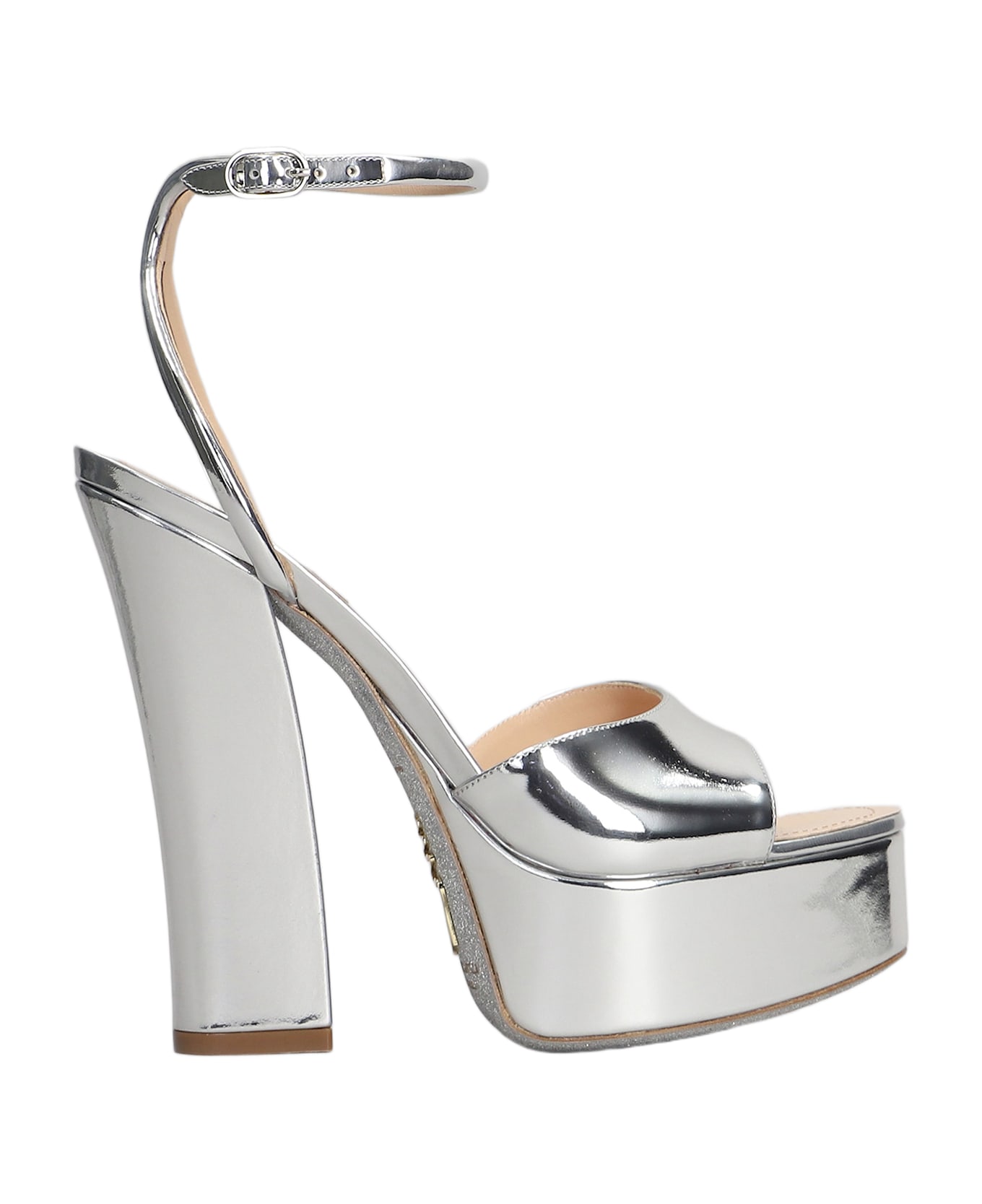 René Caovilla Helsa Sandals In Silver Patent Leather - silver
