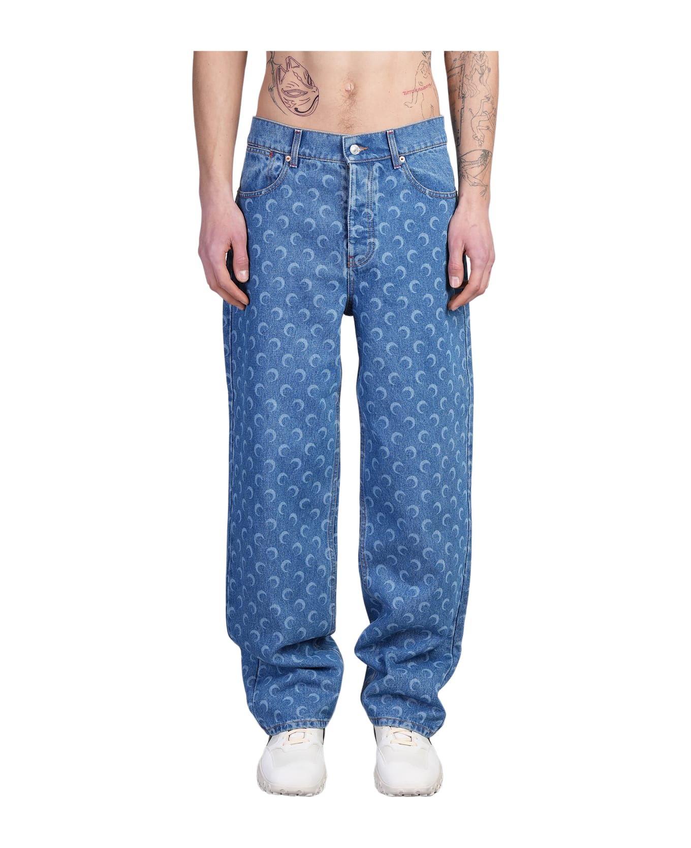Marine Serre Jeans In Blue Denim - blue