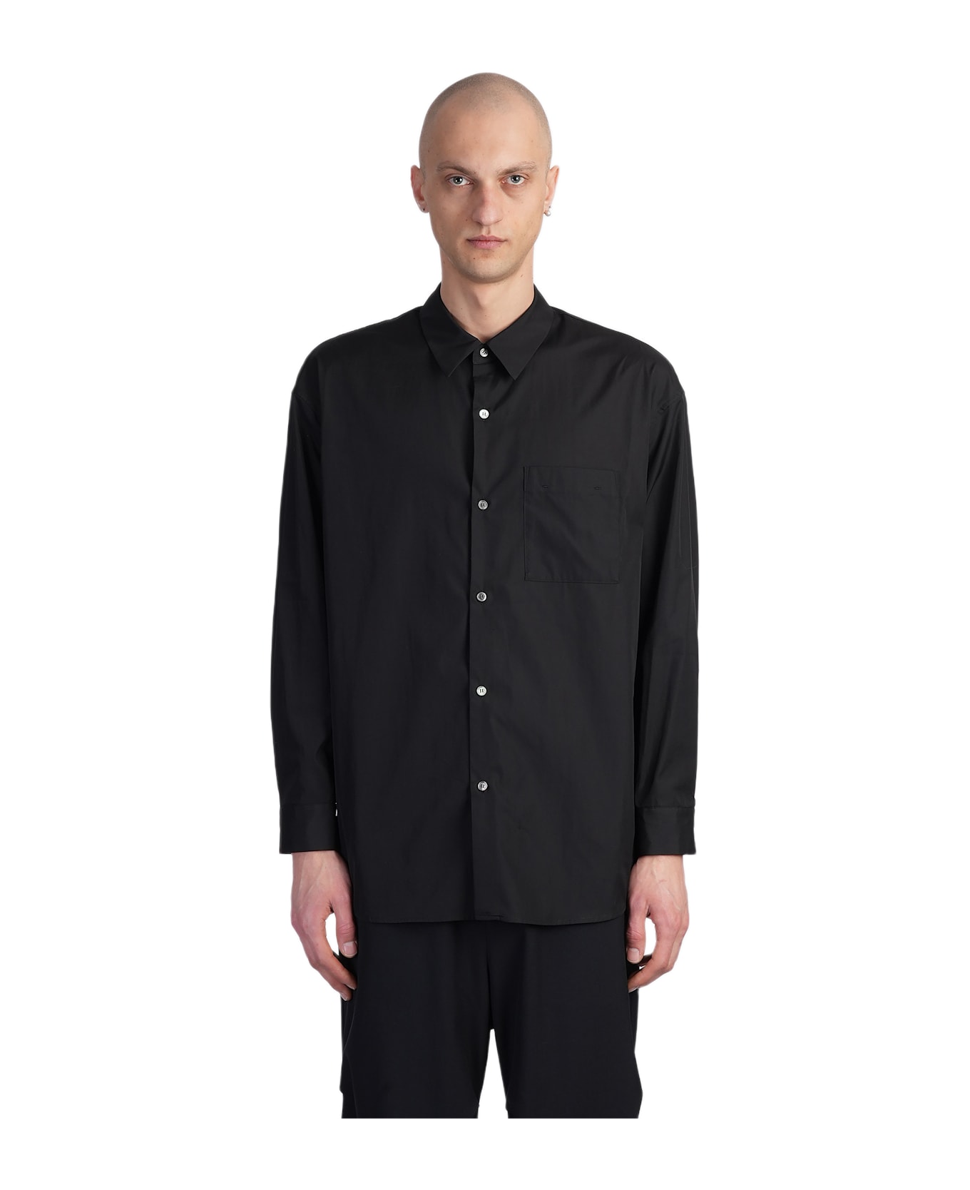 Attachment Shirt In Black Cotton - black