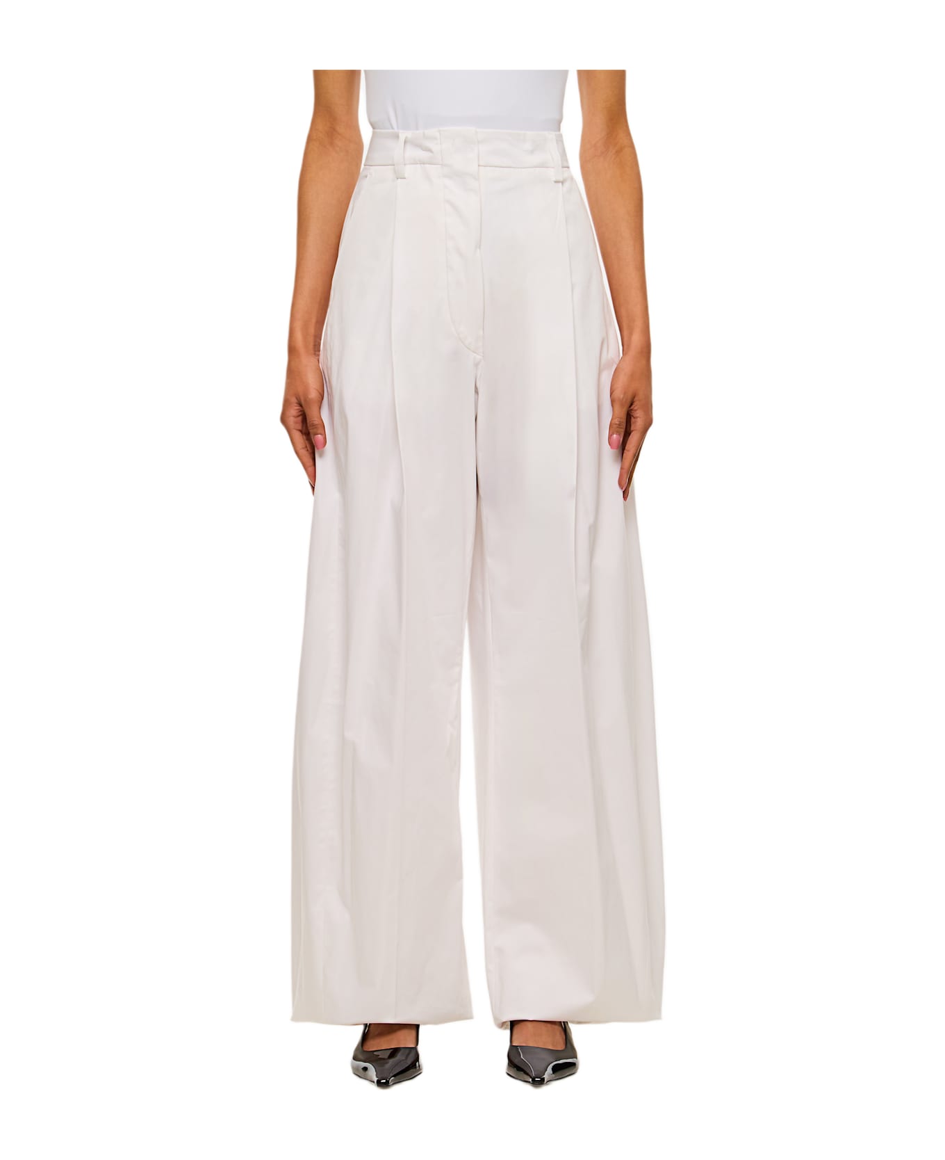 TheLatest Billie Popeline Trousers - White