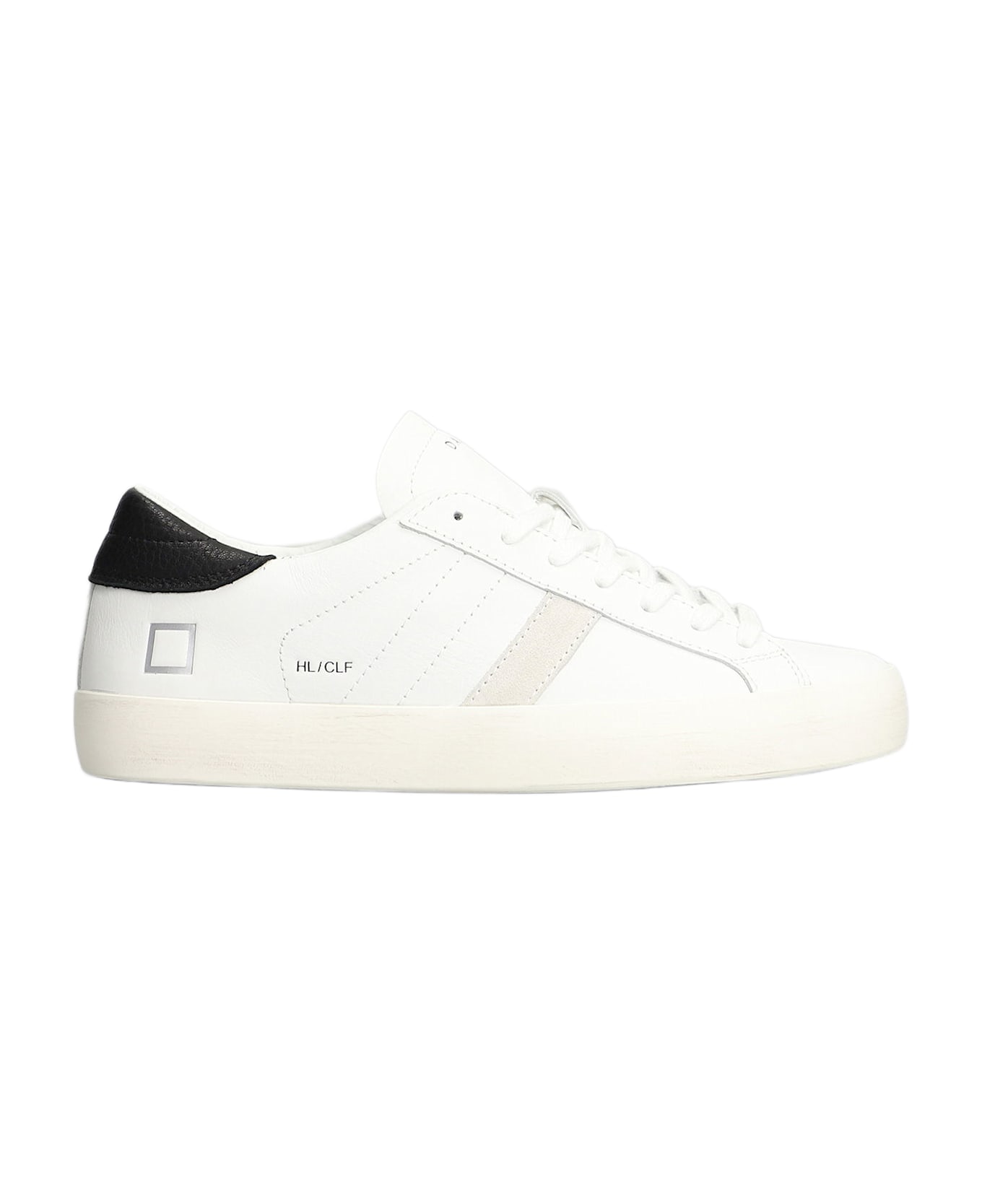 D.A.T.E. Hill Low Calf Sneakers In White Leather - Wb White Black
