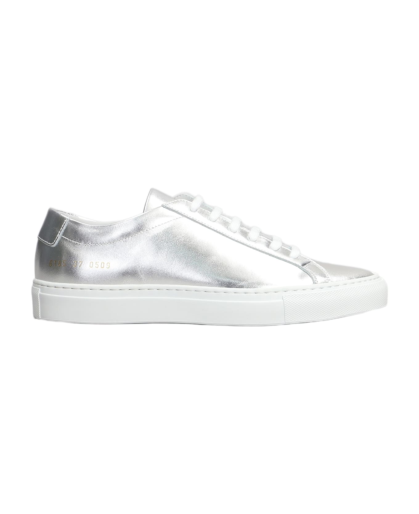 Common Projects Achilles Shiny Sneakers In Silver Leather - silver