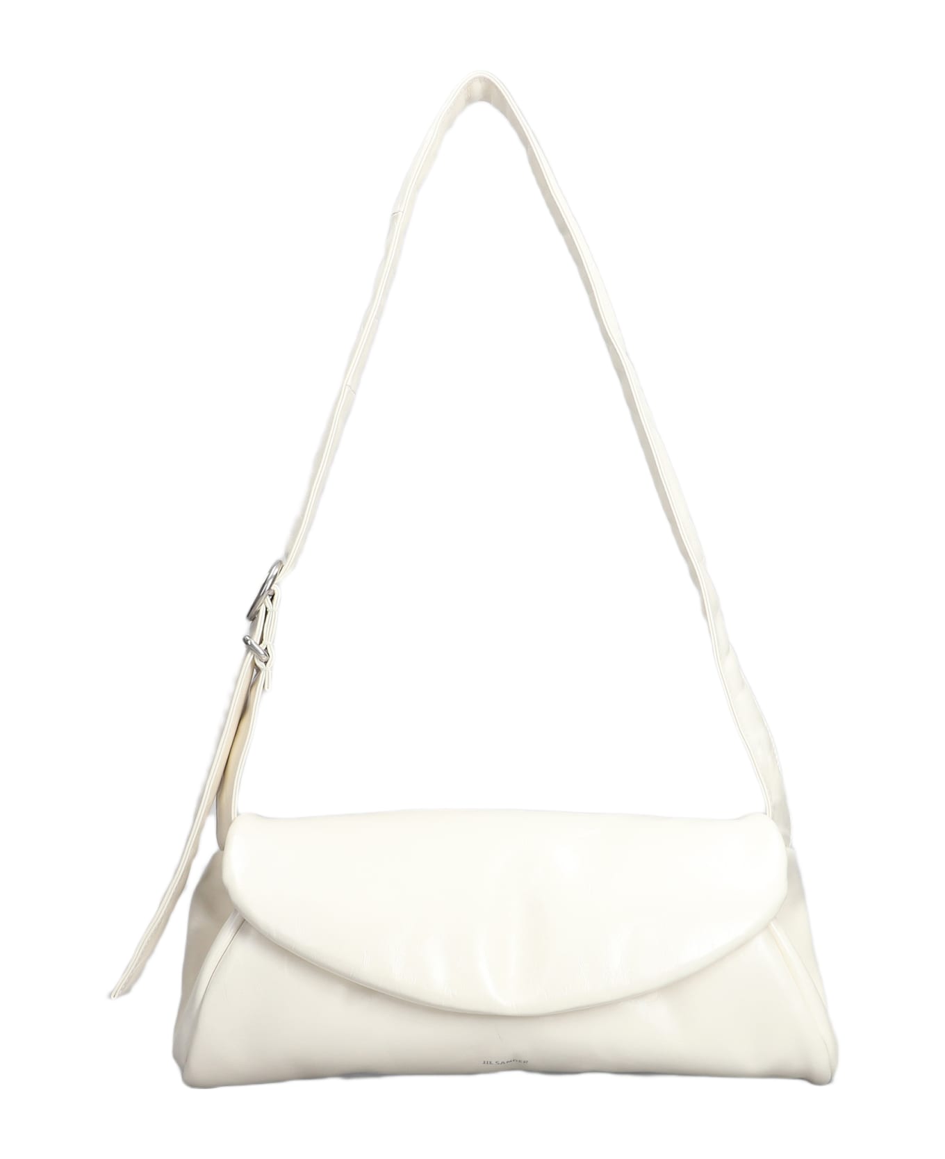 Jil Sander Cannolo Grande Shoulder Bag In White Leather - Eggshell