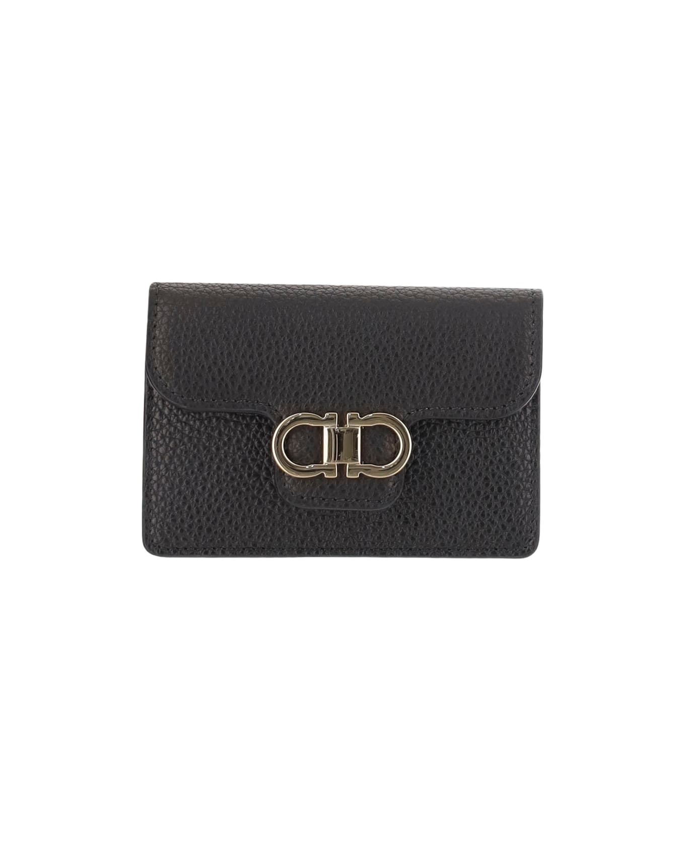 Ferragamo Gancini Leather Wallet - Black