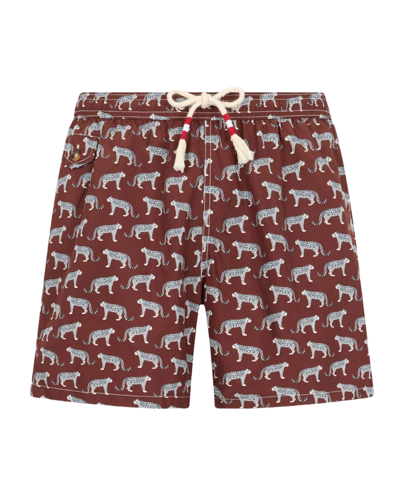 MC2 Saint Barth Man Lightweight Fabric Swim-shorts Lighting 70 With Micro Cheeta Print - BROWN