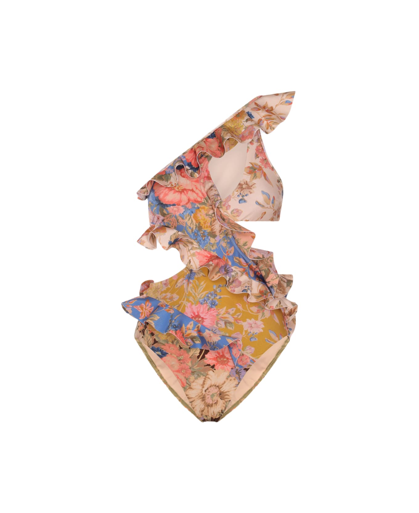 Zimmermann Multicolour Floral Print Ruffled Swimsuit - SPLICED