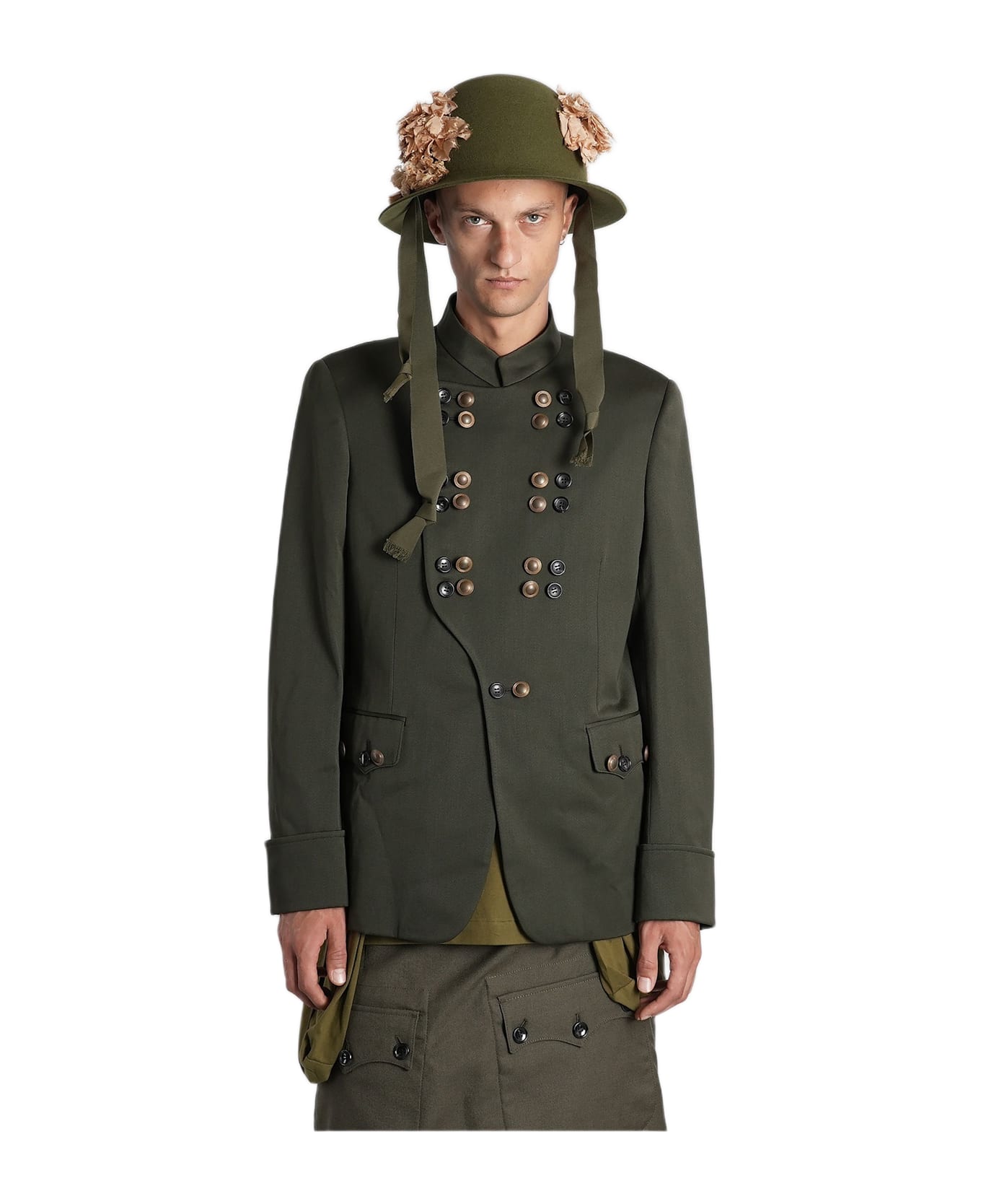 Comme Des Garçons Homme Plus Blazer In Green Wool - green