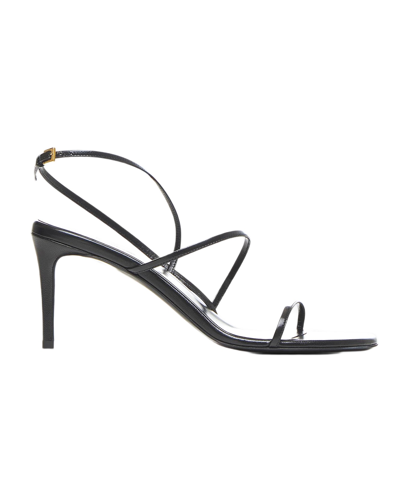 Khaite Black Leather Loop Sandals - BLACK サンダル