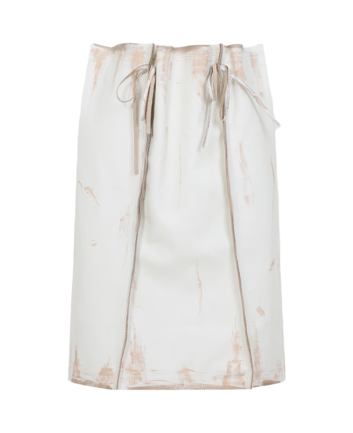 Prada Calf Leather Midi Skirt - Bianco