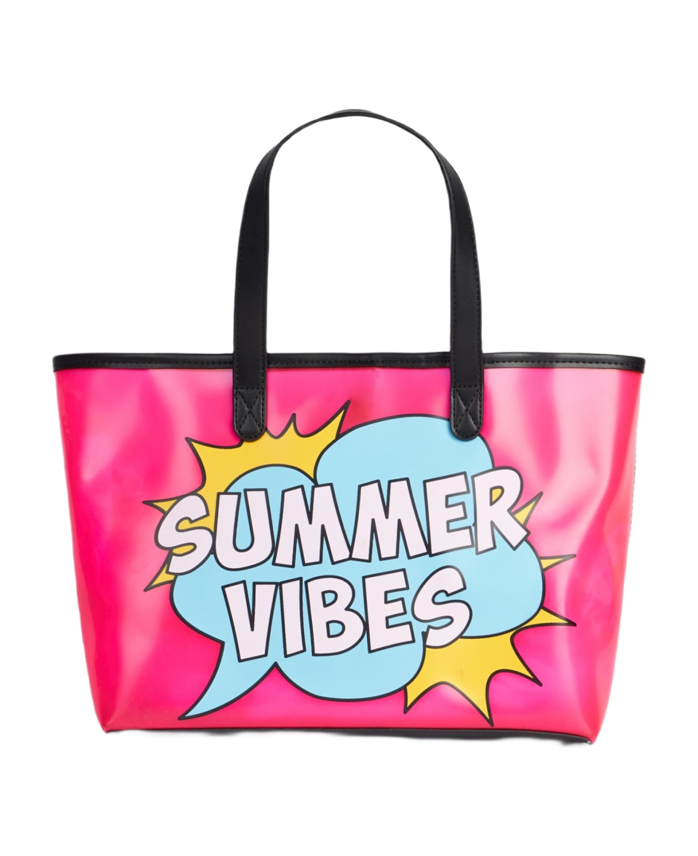 MC2 Saint Barth Pink Transparent Pvc Beach Bag With Summer Vibes Print - PINK