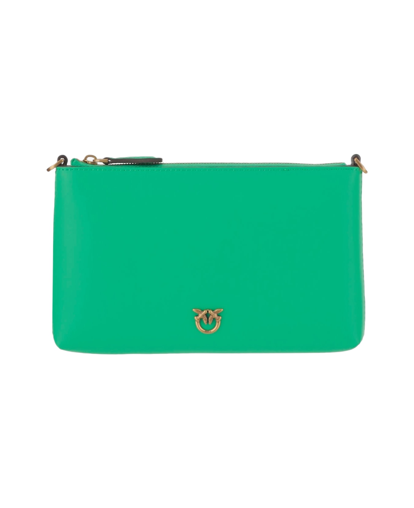 Pinko Leather Clutch Bag With Logo - Green