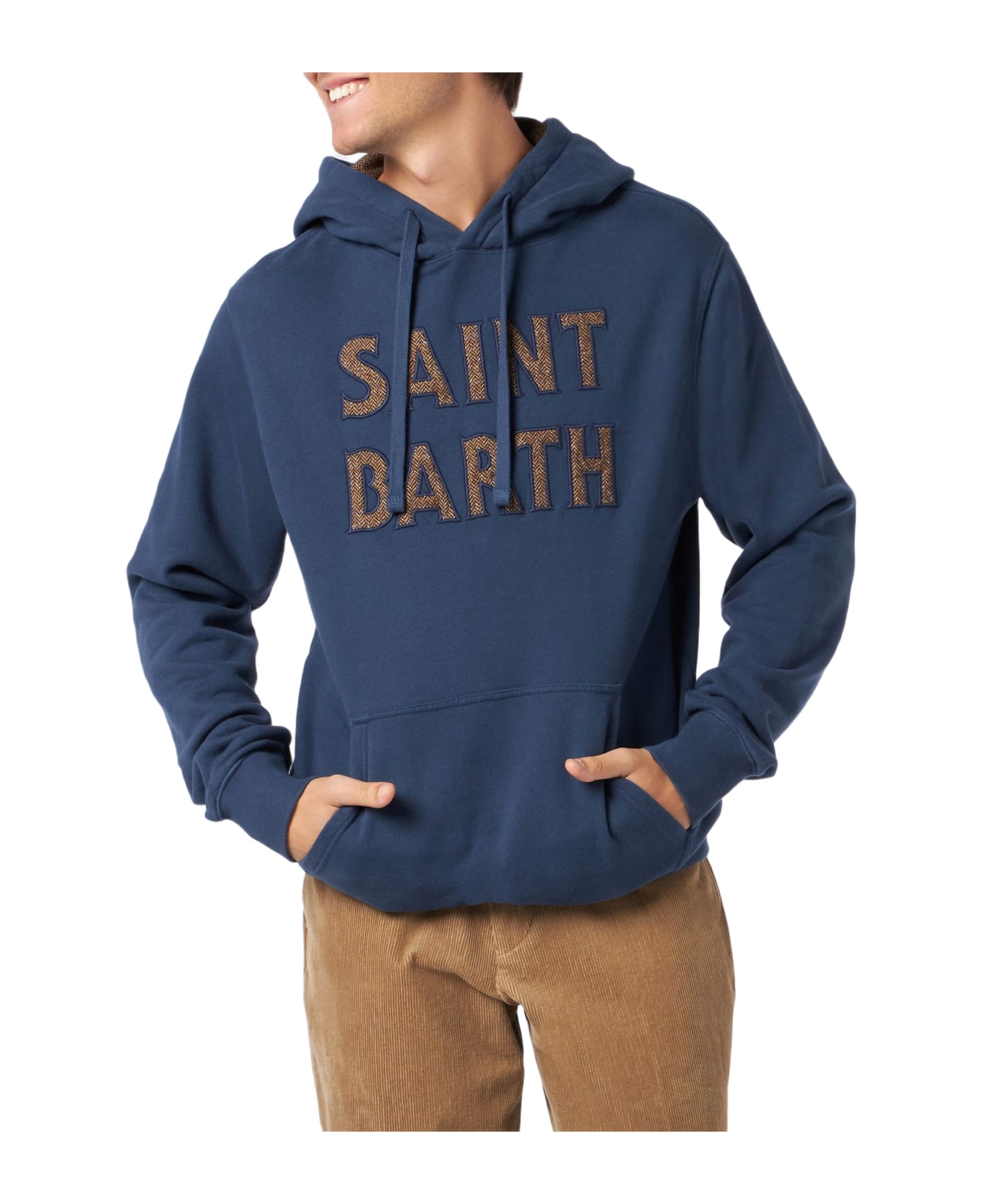 MC2 Saint Barth Man Blue Hoodie With Saint Barth Patch - BLUE