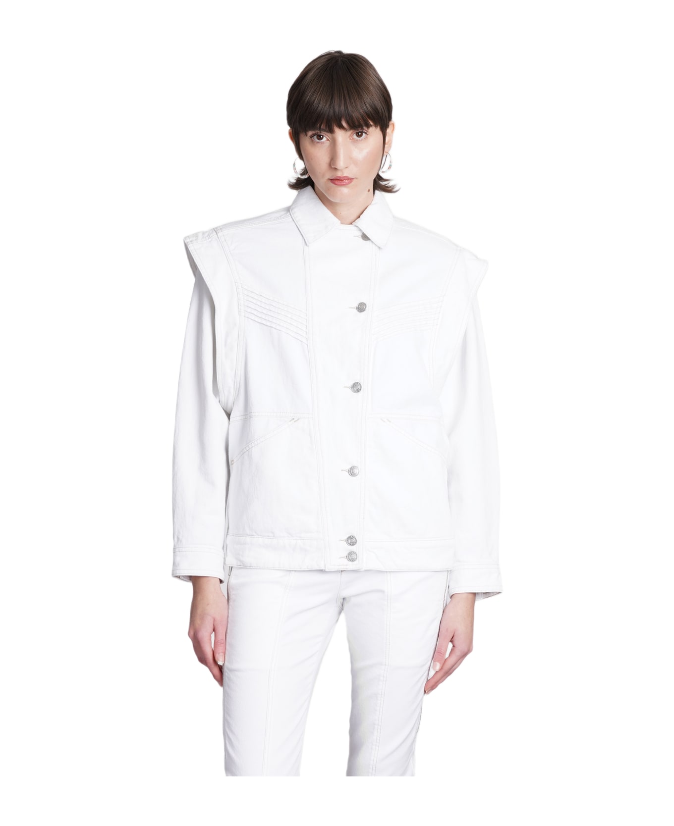 Isabel Marant Harmon Denim Jackets In White Cotton - white