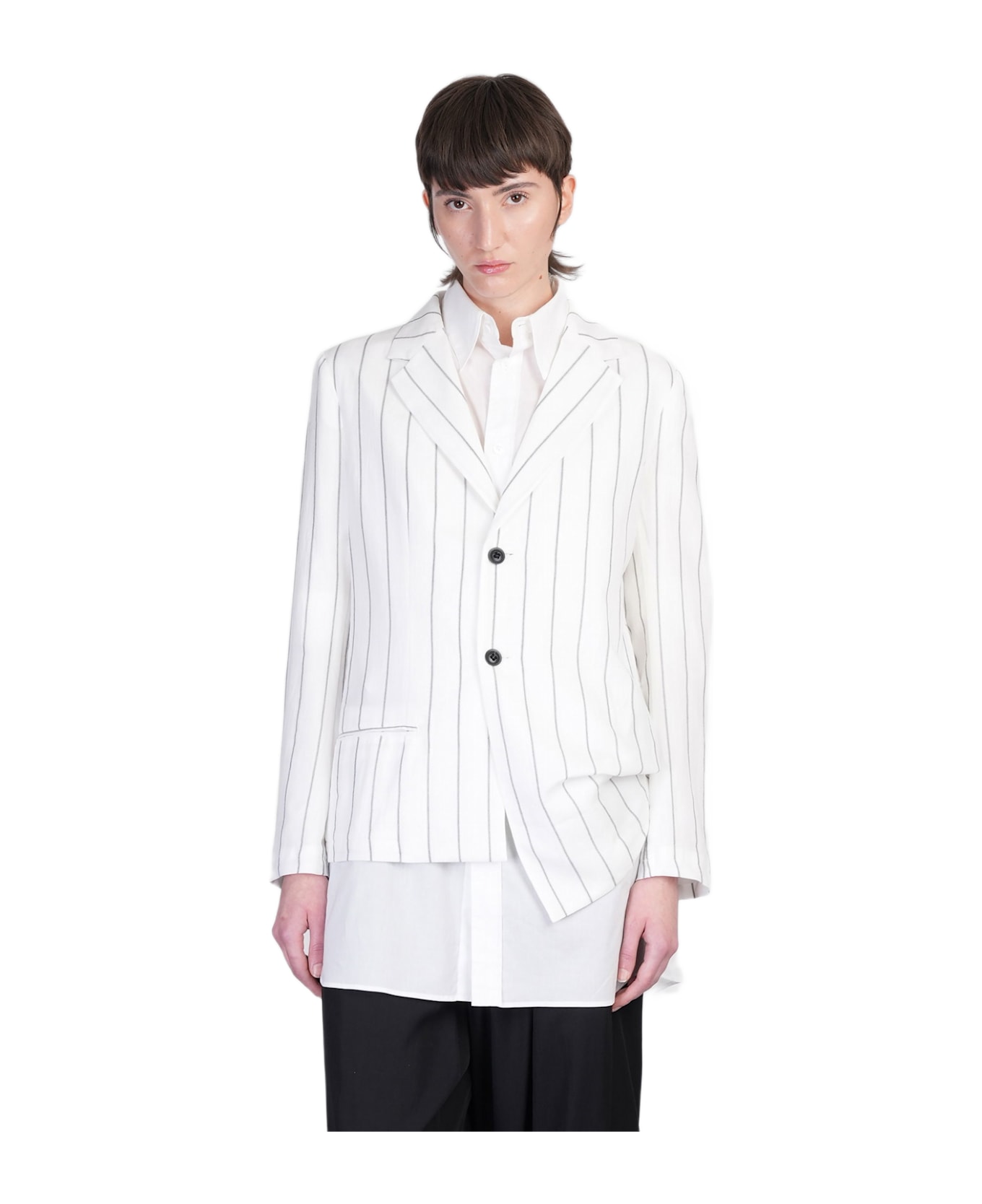 Yohji Yamamoto Blazer In White Wool - white