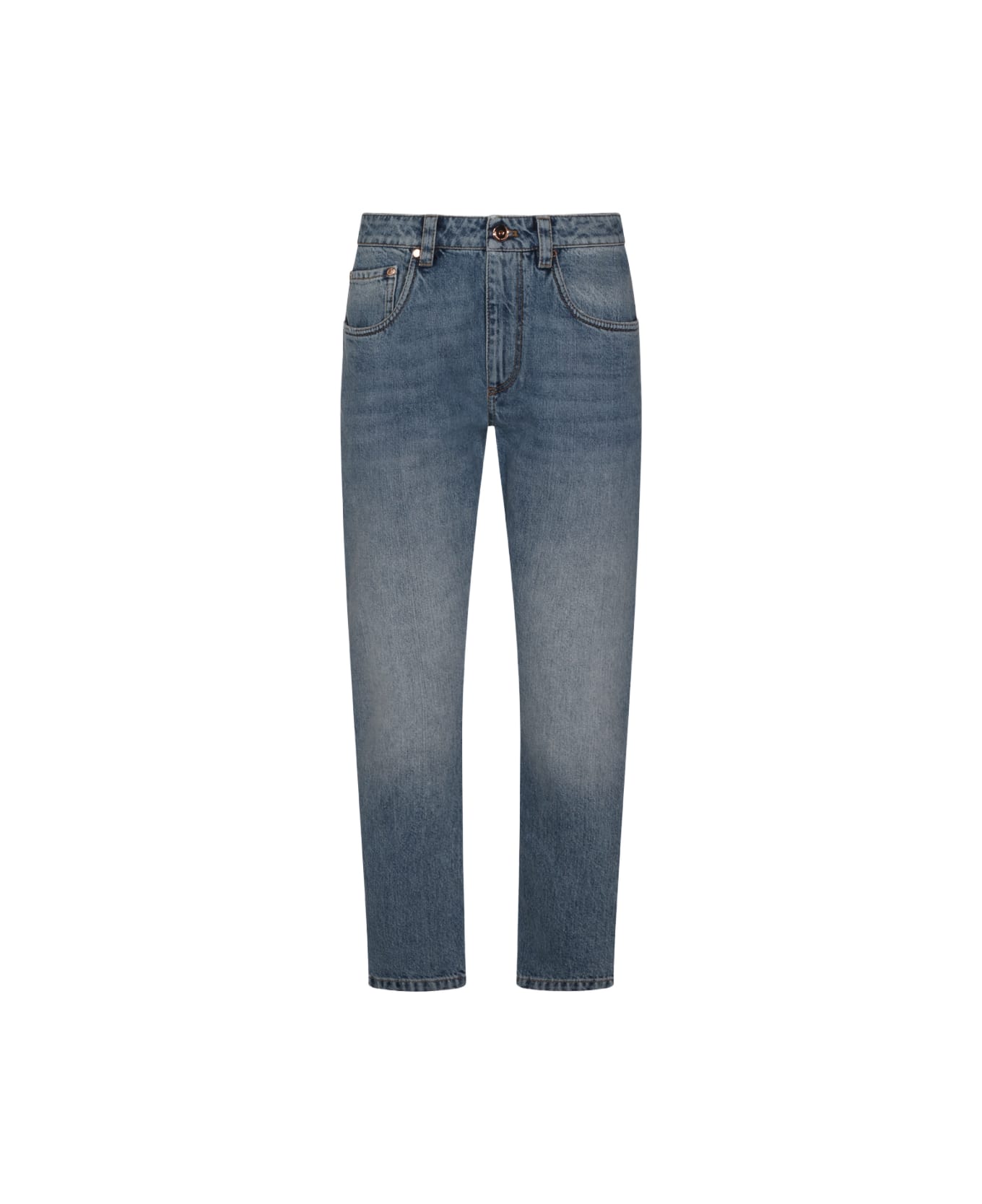 Brunello Cucinelli Blue Cotton Jeans - DARK WASH DENIM