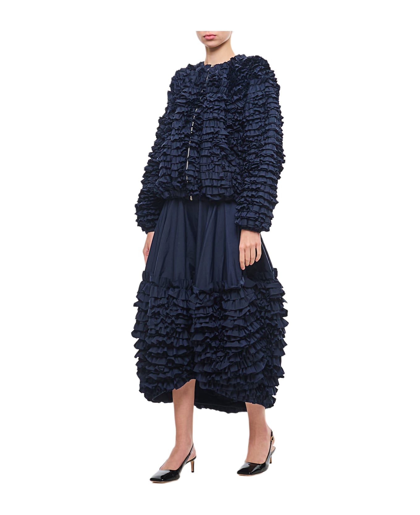 Molly Goddard Isla Taffeta Ruffle Skirt - Blue