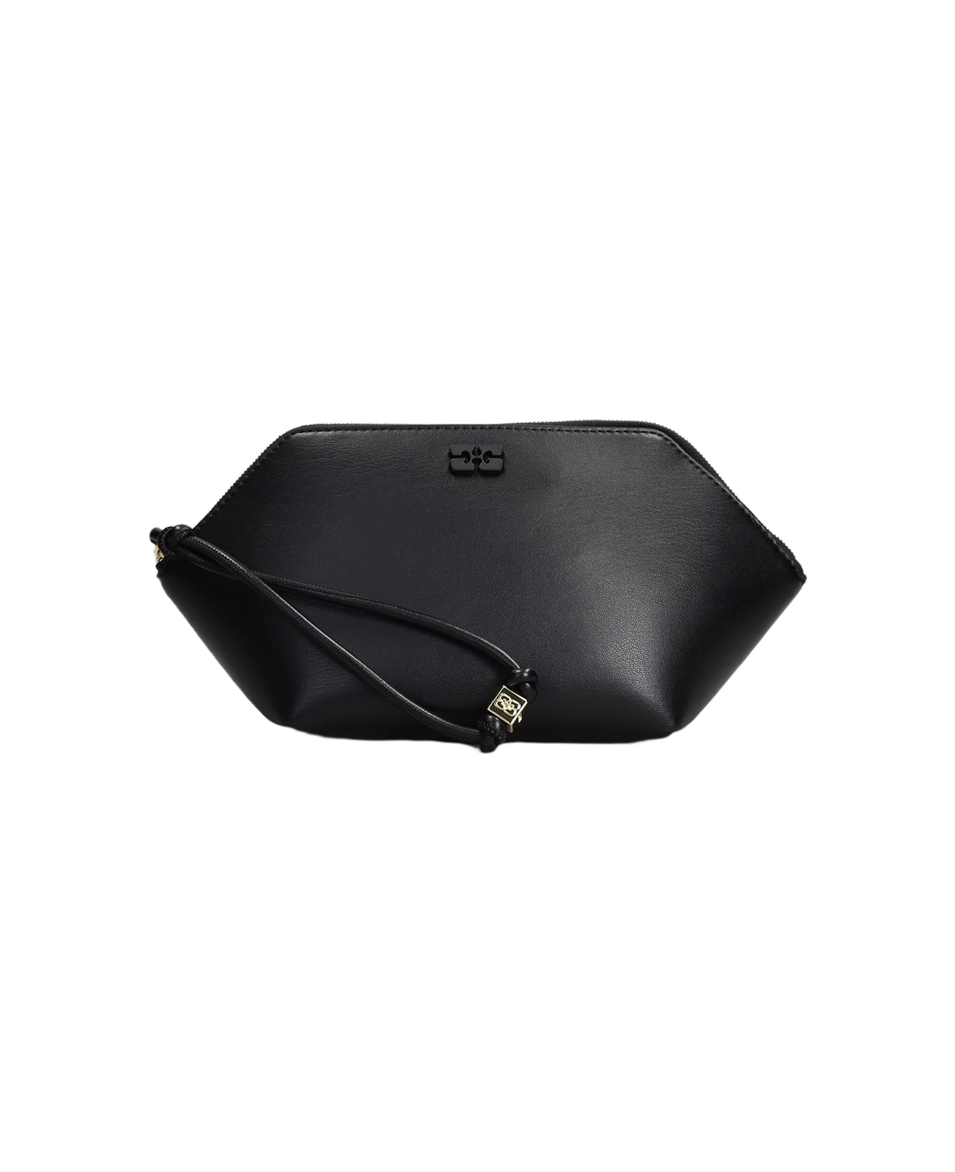 Ganni Bou Zipped Hand Bag In Black Leather - black クラッチバッグ
