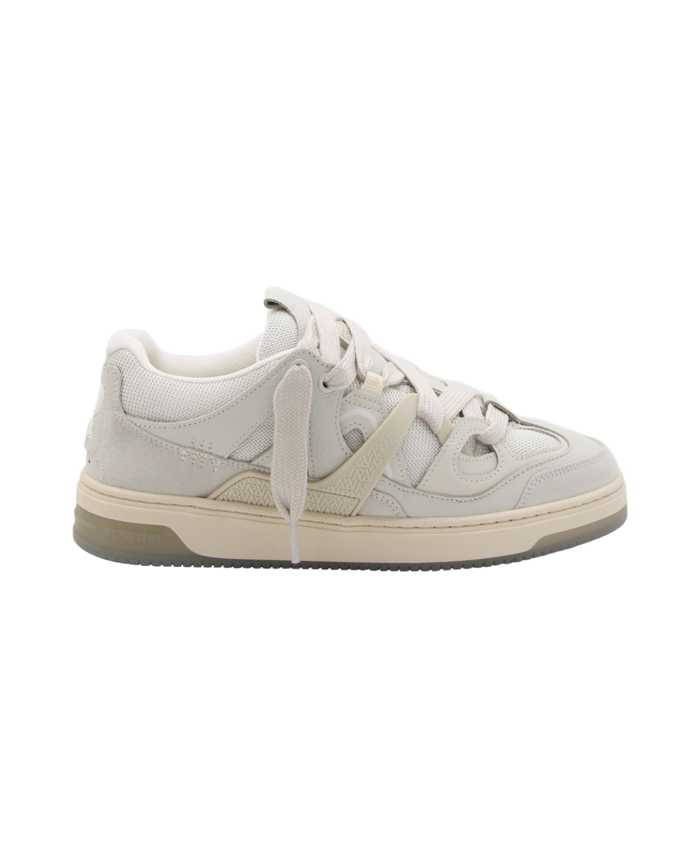 REPRESENT White Leather Sneakers - FLAT WHITE