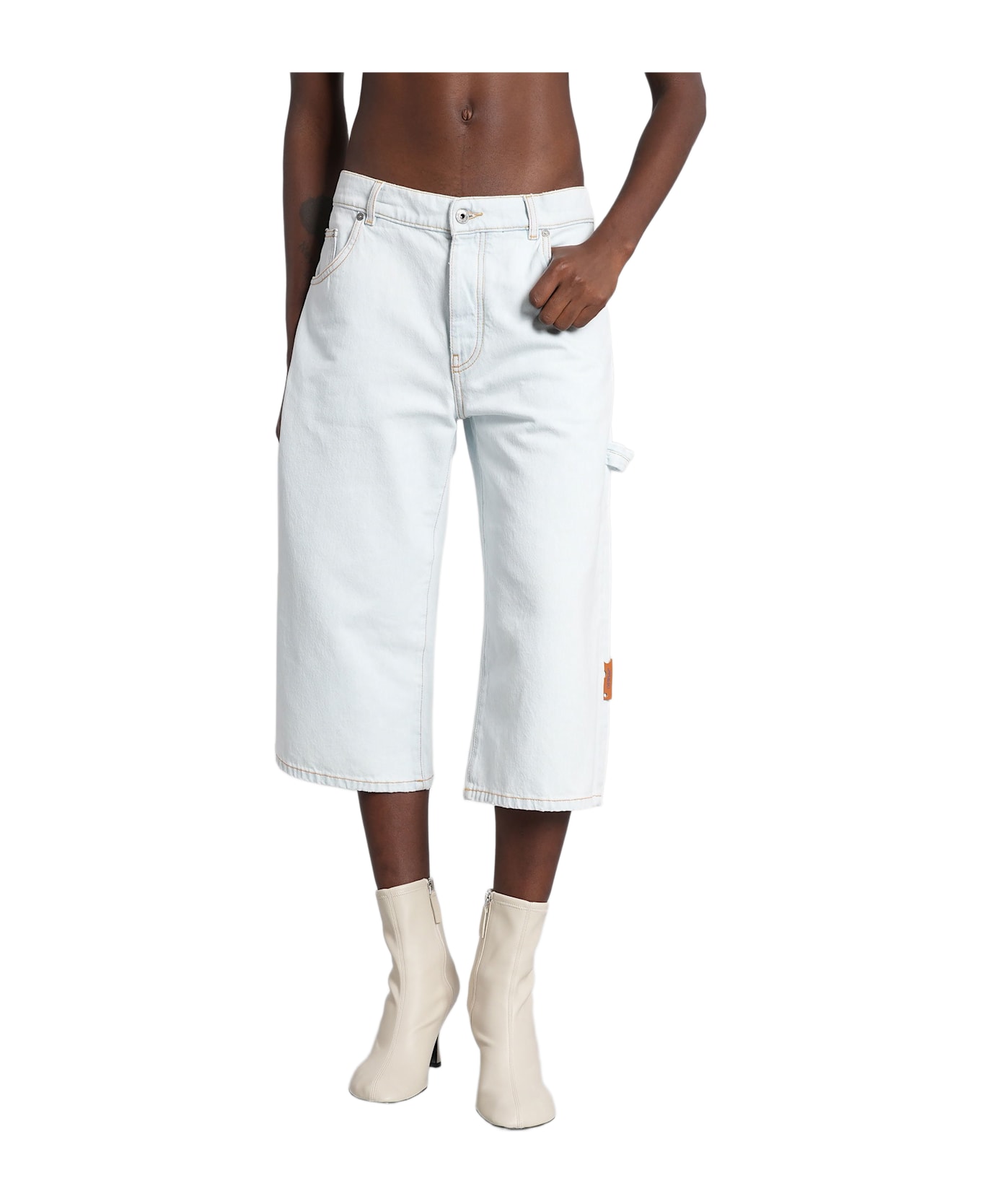 Off-White Jeans In Cyan Cotton - cyan