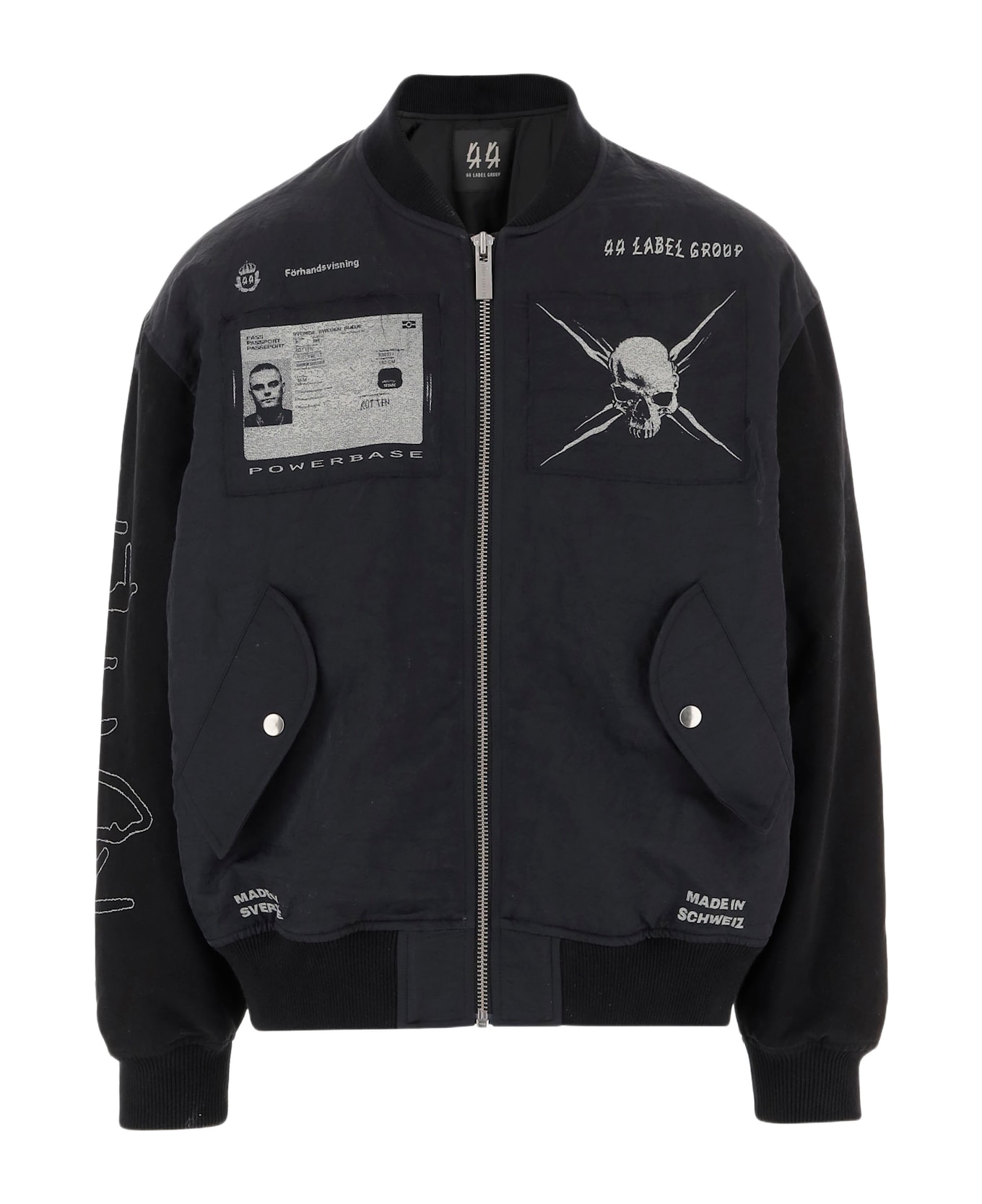 44 Label Group Bomber Jacket With Logo - Black