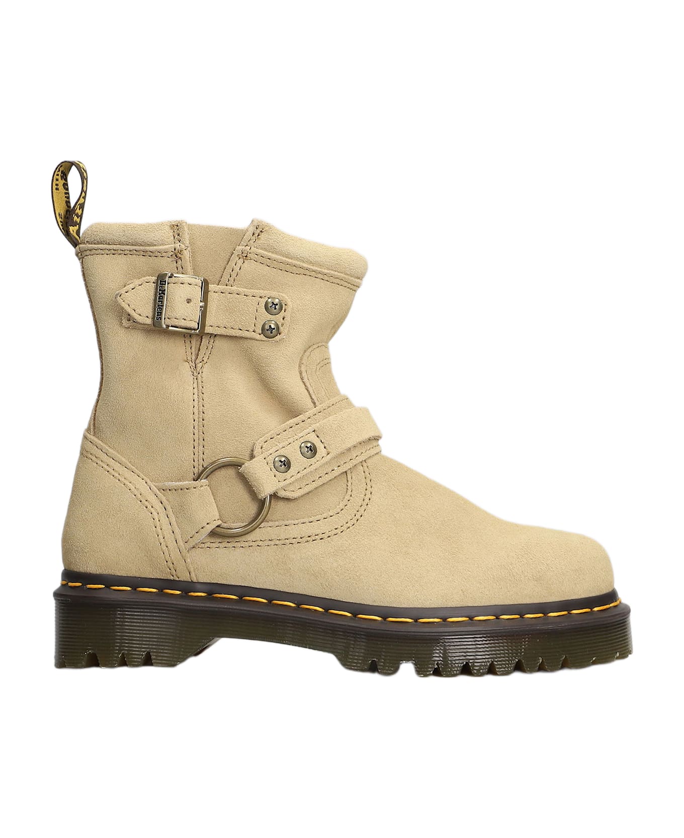 Dr. Martens Anistone Hrns Low Heels Ankle Boots In Beige Suede - beige