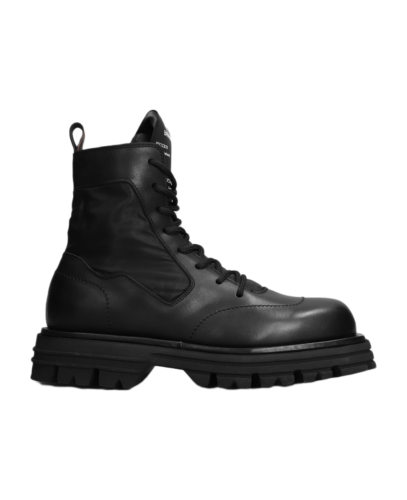 Barracuda Combat Boots In Black Leather And Fabric - black