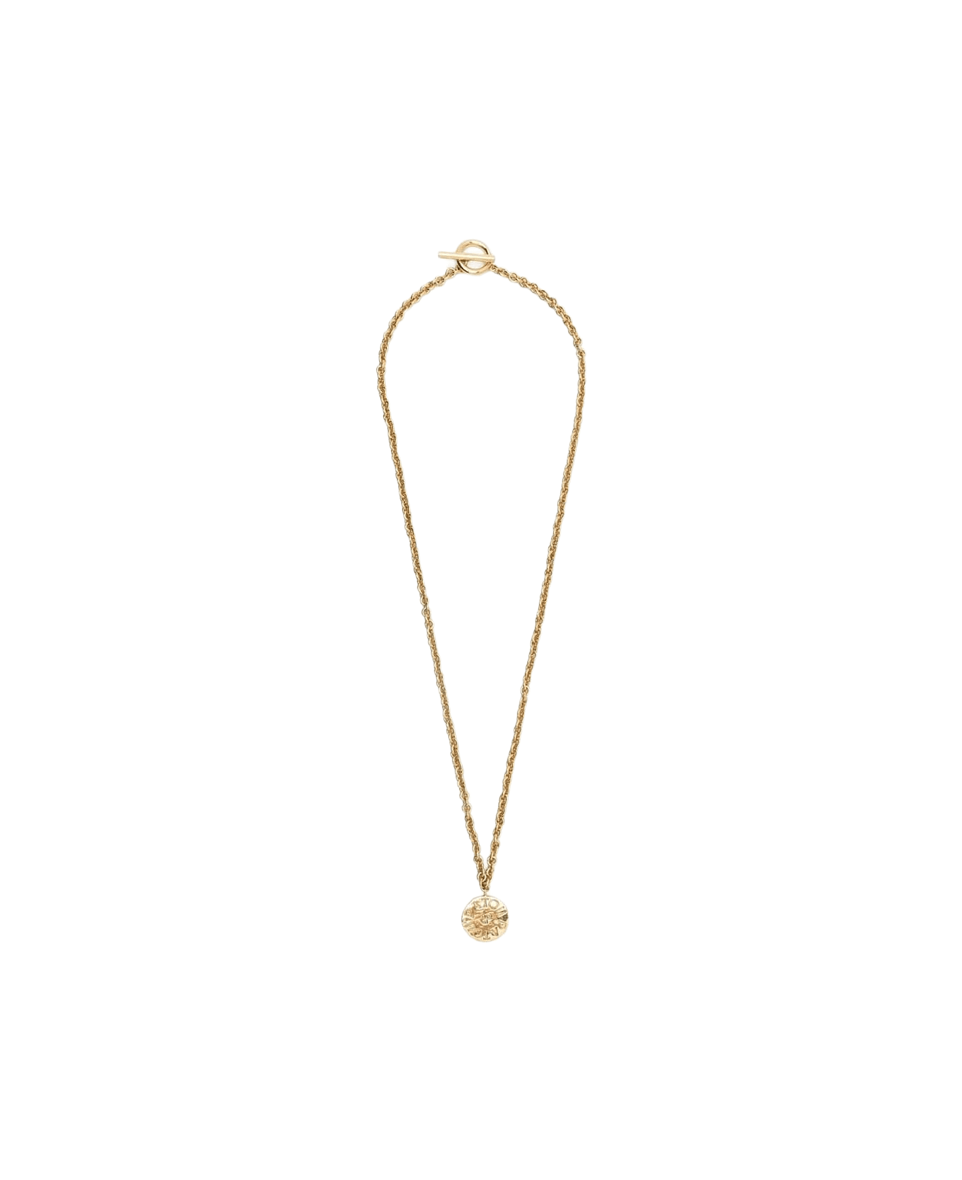 Patou Brass Necklace With Logo Charm - Golden