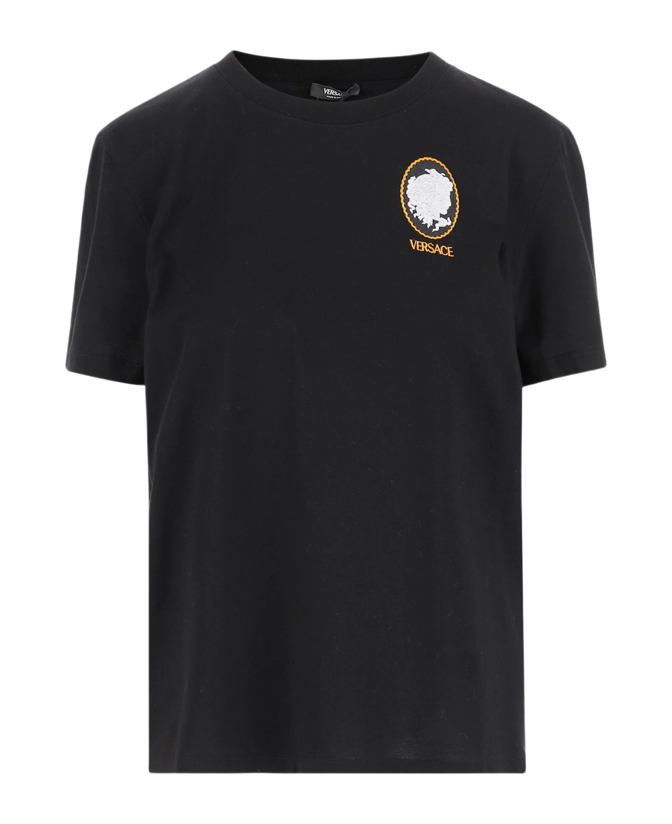 Versace Cotton T-shirt Co N Logo Cameo - Black Tシャツ