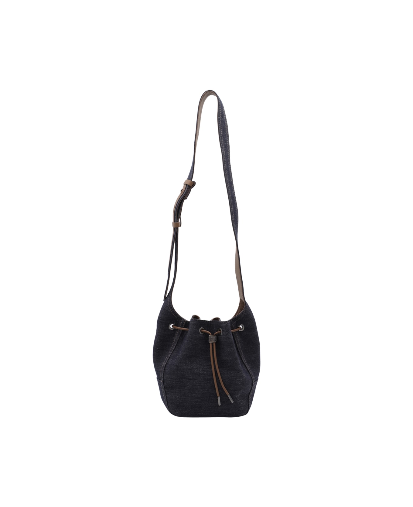 Brunello Cucinelli Dark Blue Leather Satchel - Blue