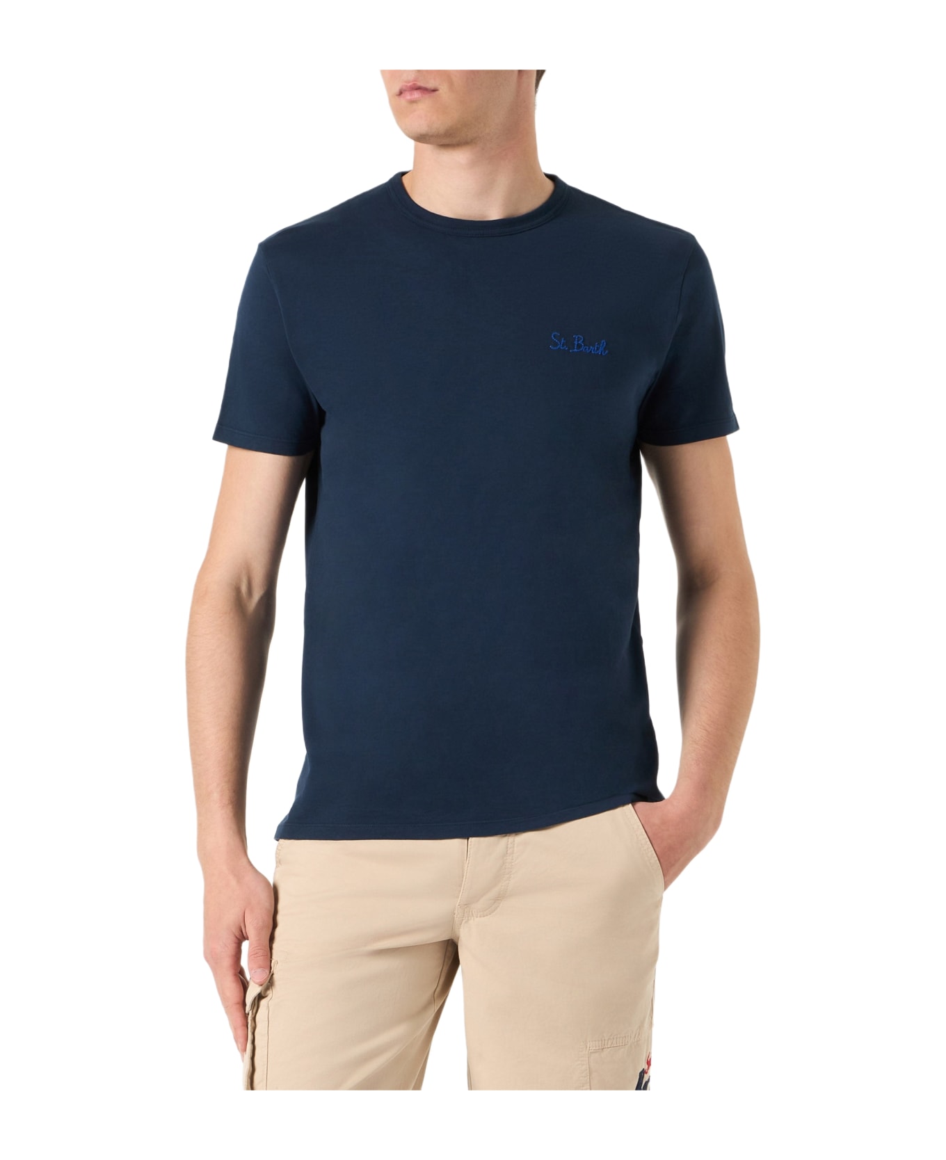MC2 Saint Barth Garment Dyed Blue Man T-shirt - BLUE