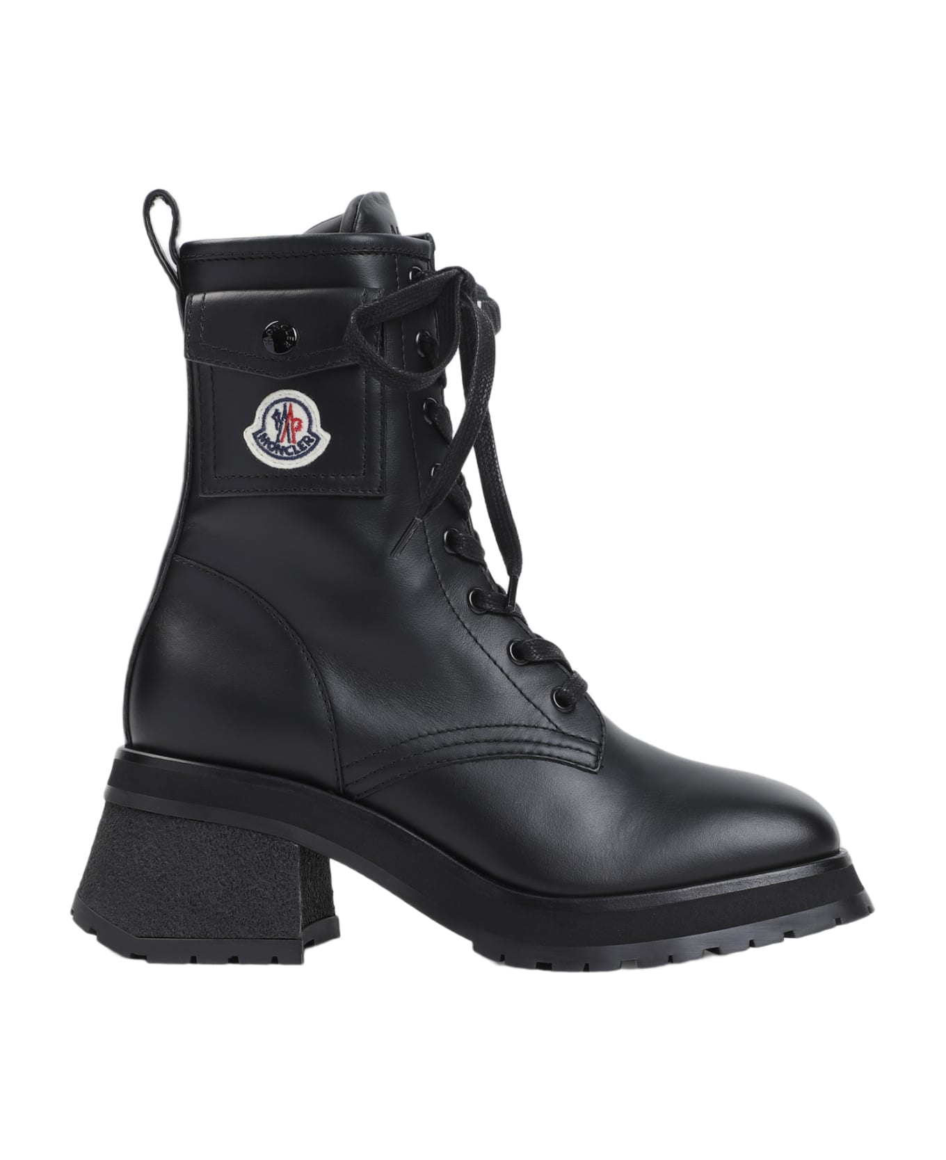 Moncler Gigi Lace-up Leather Ankle Boots - Black