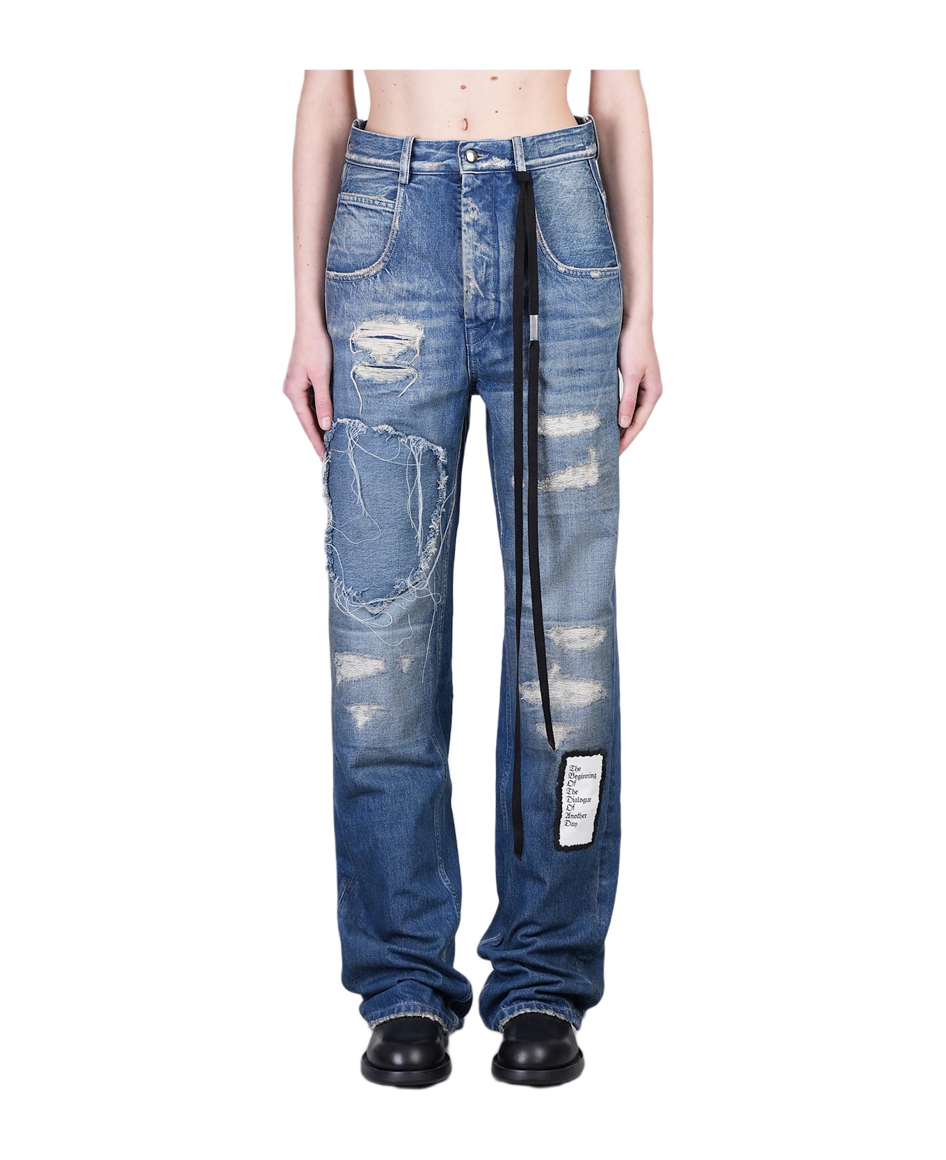 Ann Demeulemeester Claire Jeans In Blue Cotton - blue