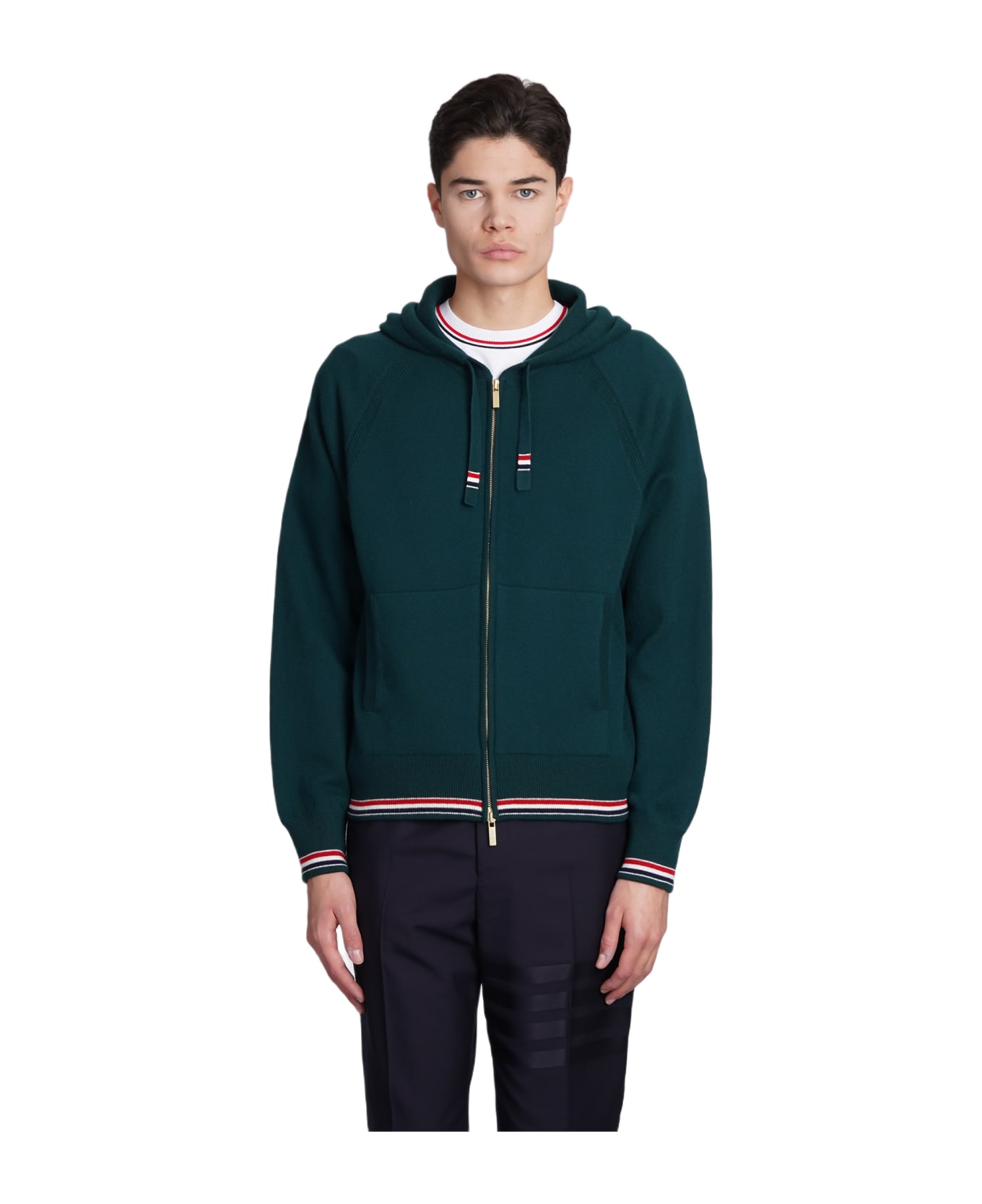 Thom Browne Cardigan In Green Cashmere - green