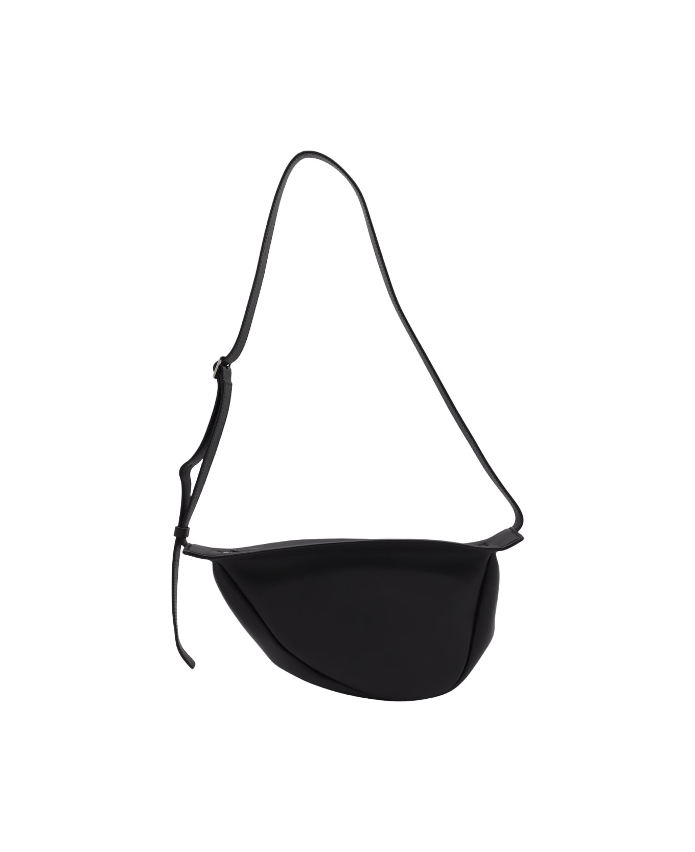 The Row Black Leather Slouchy Banana Crossbody Bag - Black pld