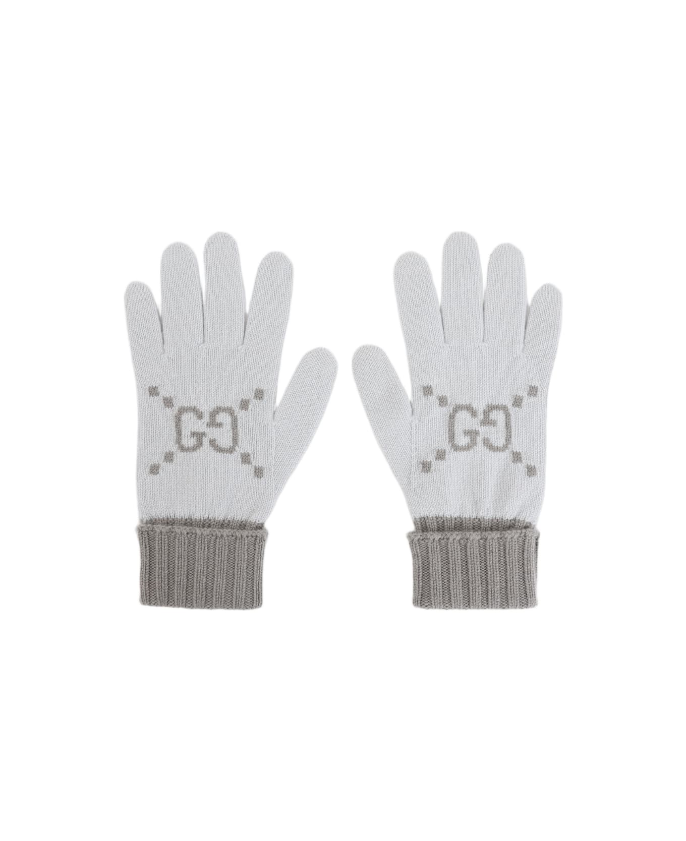 Gucci Gg Knit Gloves - Light Grey