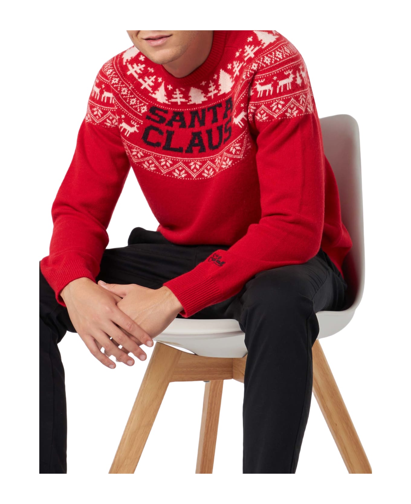 MC2 Saint Barth Crewneck Sweater Heron With Fair-isle Jacquard - RED