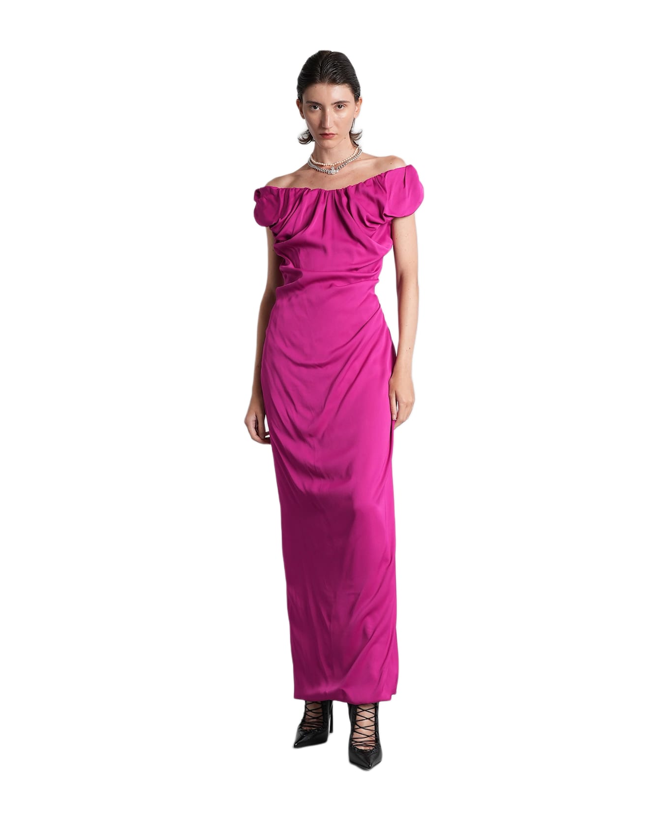 Vivienne Westwood Long Ginnie Long Dress In Fuxia Viscose - fuxia