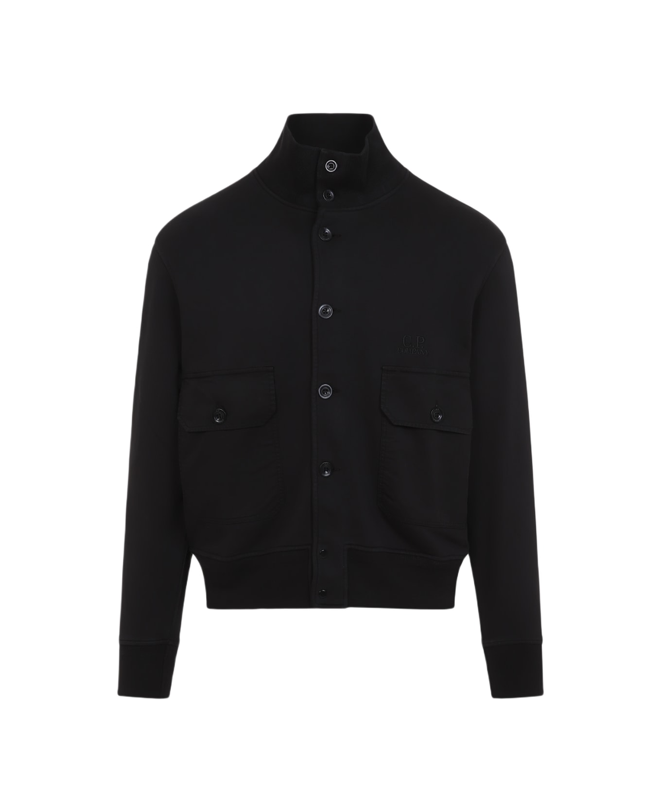 C.P. Company Full Button Sweatshirt - Black