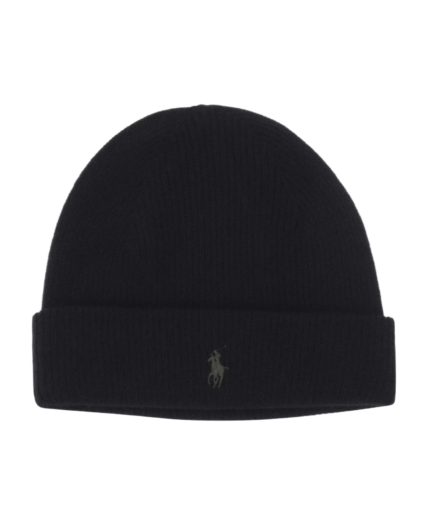 Ralph Lauren Cashmere Beanie With Logo - POLO BLACK