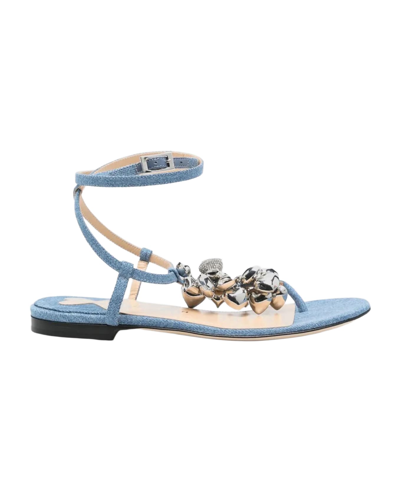 Mach 
Mach Cotton And Leather Sandals - Denim