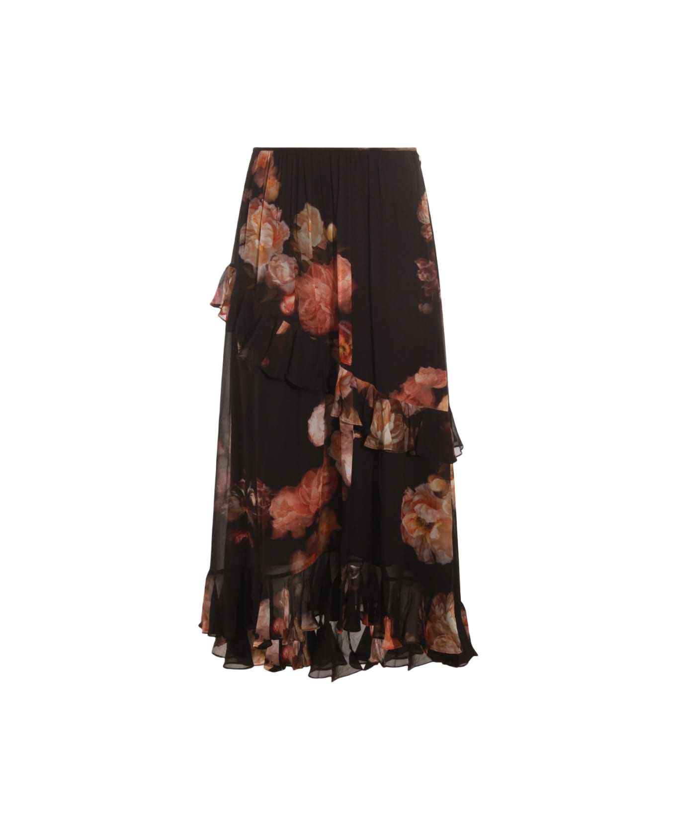 Zimmermann Black Viscose Midi Skirt - RUSSET FLORAL