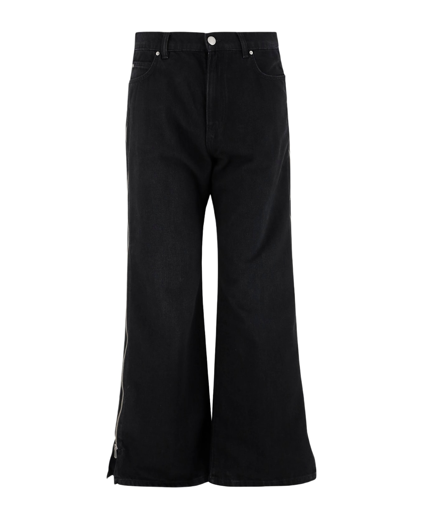Pinko Cotton Jeans With Side Zippers Pinko - Black