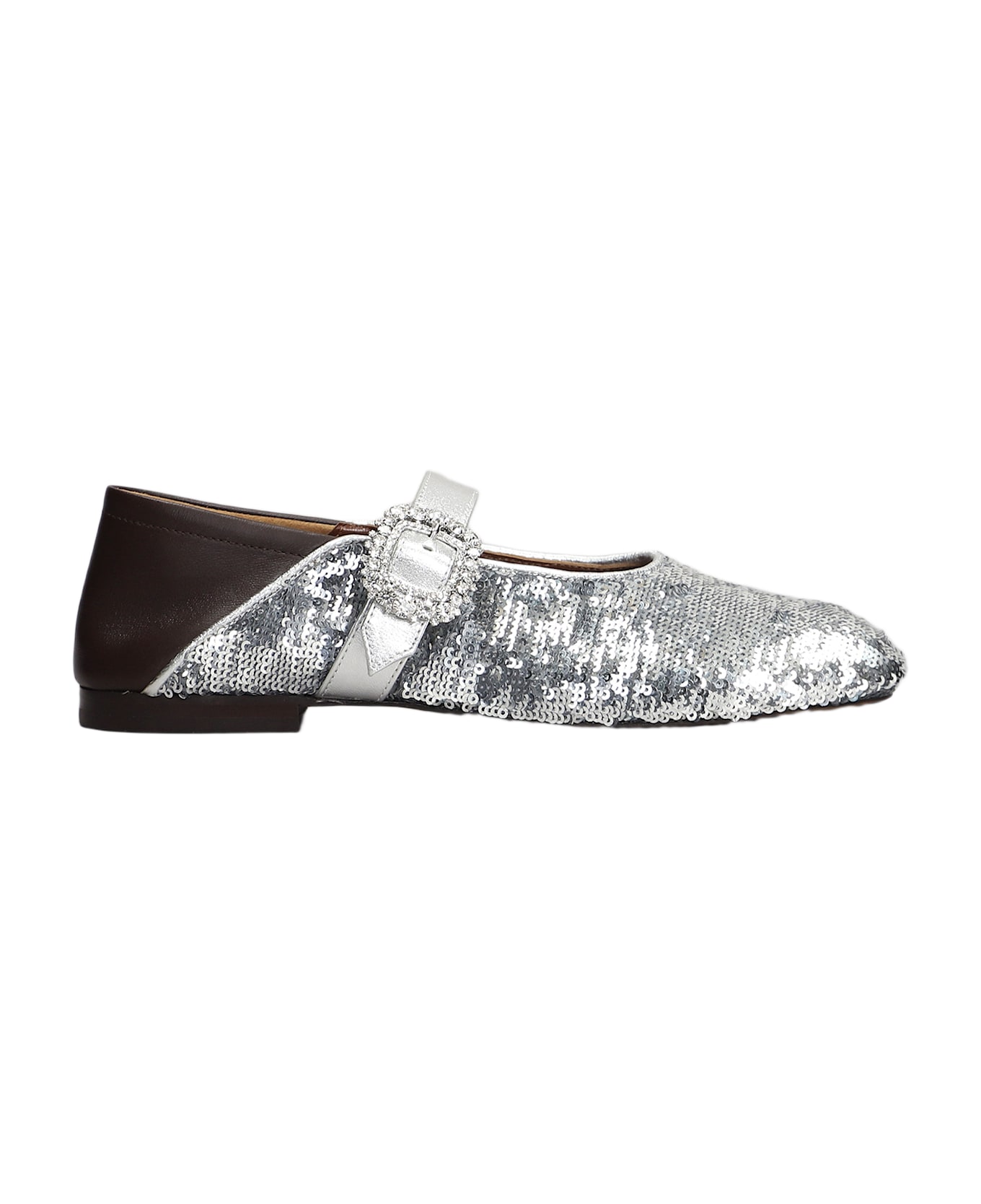 Wales Bonner Ballerina Buckle Ballet Flats In Silver Leather - silver