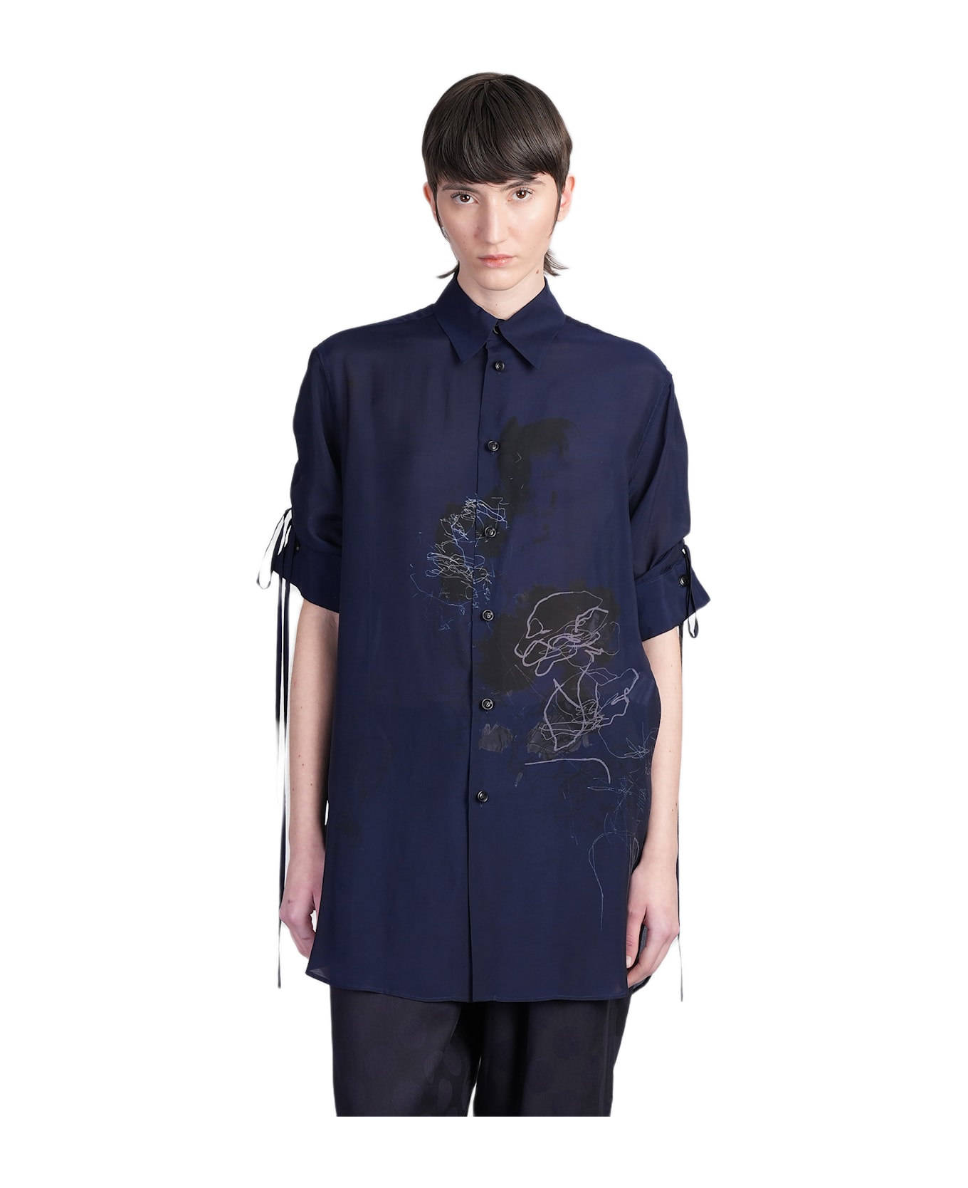 Yohji Yamamoto Shirt In Blue Polyamide Polyester - blue