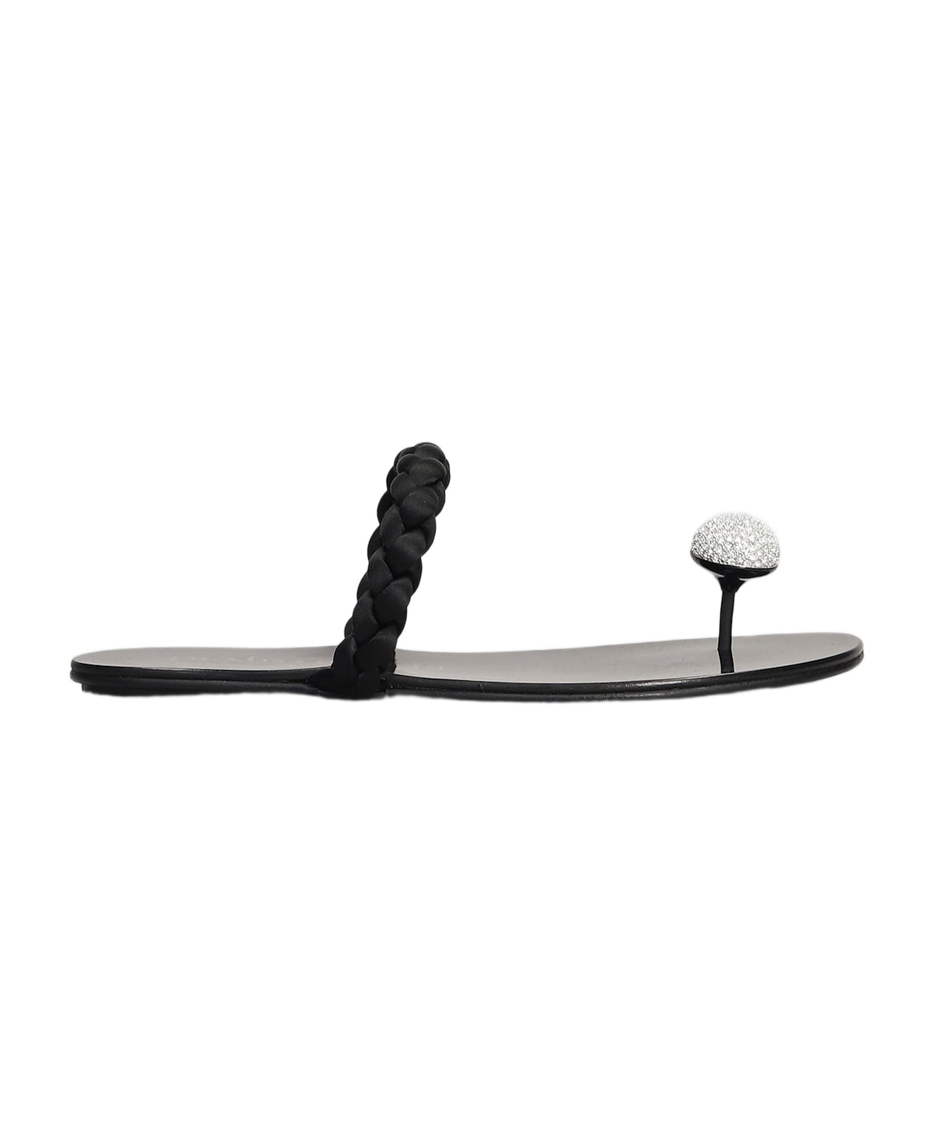 Pedro Garcia Pipa Flats In Black Satin - black